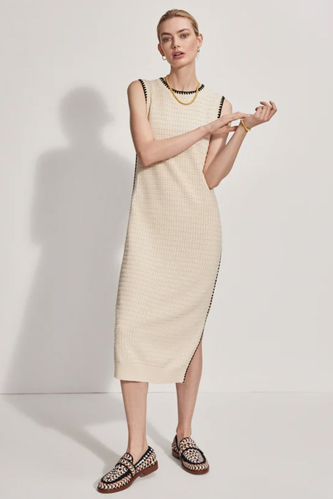 Varley Dwight Tank Knit Dress - Women's Casual Summer Knitted Dress in Birch Color | Perfect for Beach Vacations, Brunch Dates & Weekend Getaways