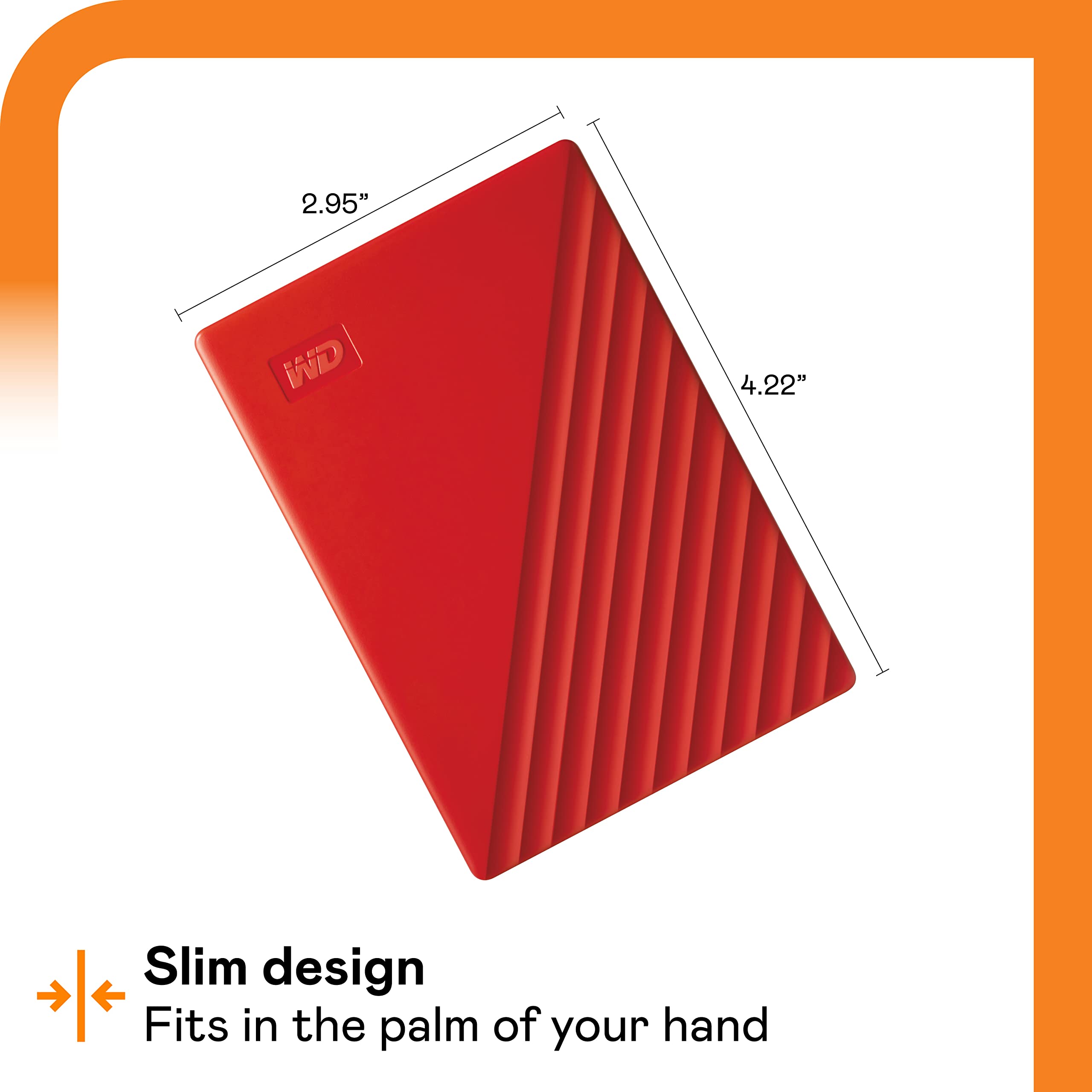 WD 4TB My Passport Portable External Hard Drive - USB 3.1/USB 3.0 Compatible, Password Protection & Ransomware Defense, Backup Software Included (Red) - Perfect for Data Storage, Travel, PC/Mac Backup & Secure File Sharing
