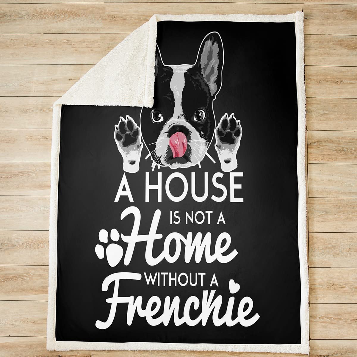 Soft Frenchie Puppy Flannel Blanket - Black & White Bulldog Cozy Throw for Kids & Adults | Christmas Gift, Pet Lover Present | Warm Polyester Blanket for Couch, Bed, Sofa | Twin Size 60x80 Inches | Perfect for Family Movie Nights & Winter Snuggles