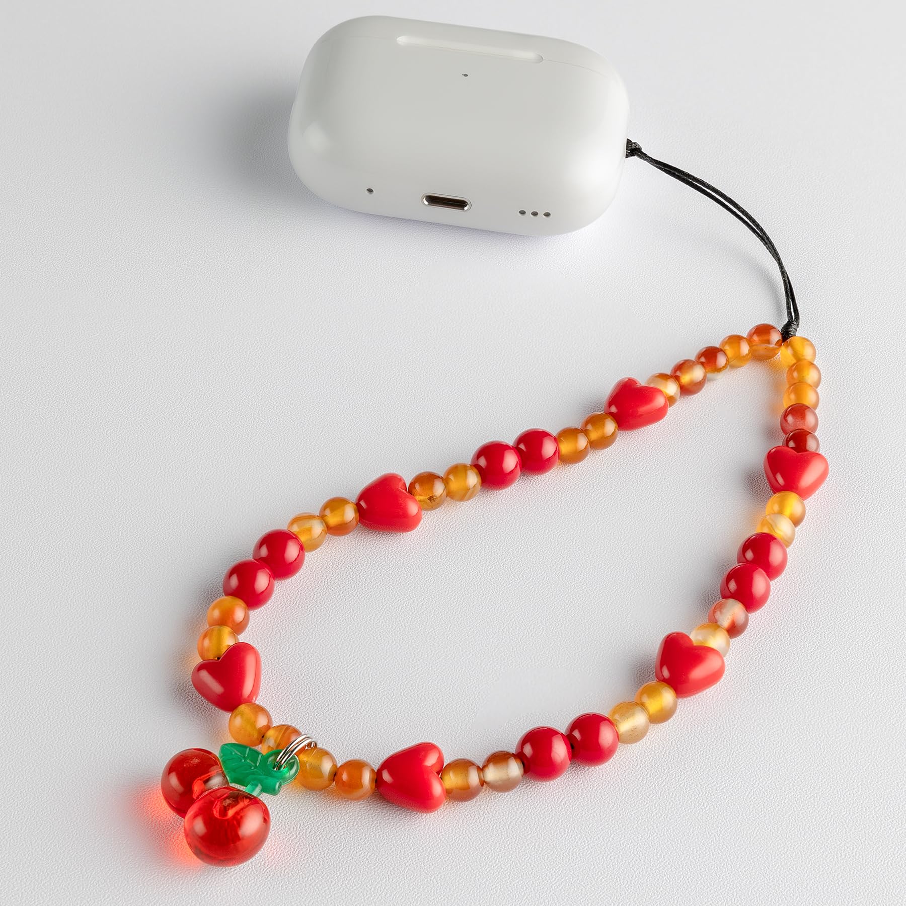 Cute Cherry Phone Charm Strap - Universal Phone Lanyard with Natural Agate Stone & Red Beads for Women | Phone Case Accessories for Girls, Teens & Adults | Perfect for Everyday Use, Gifts & Phone Protection