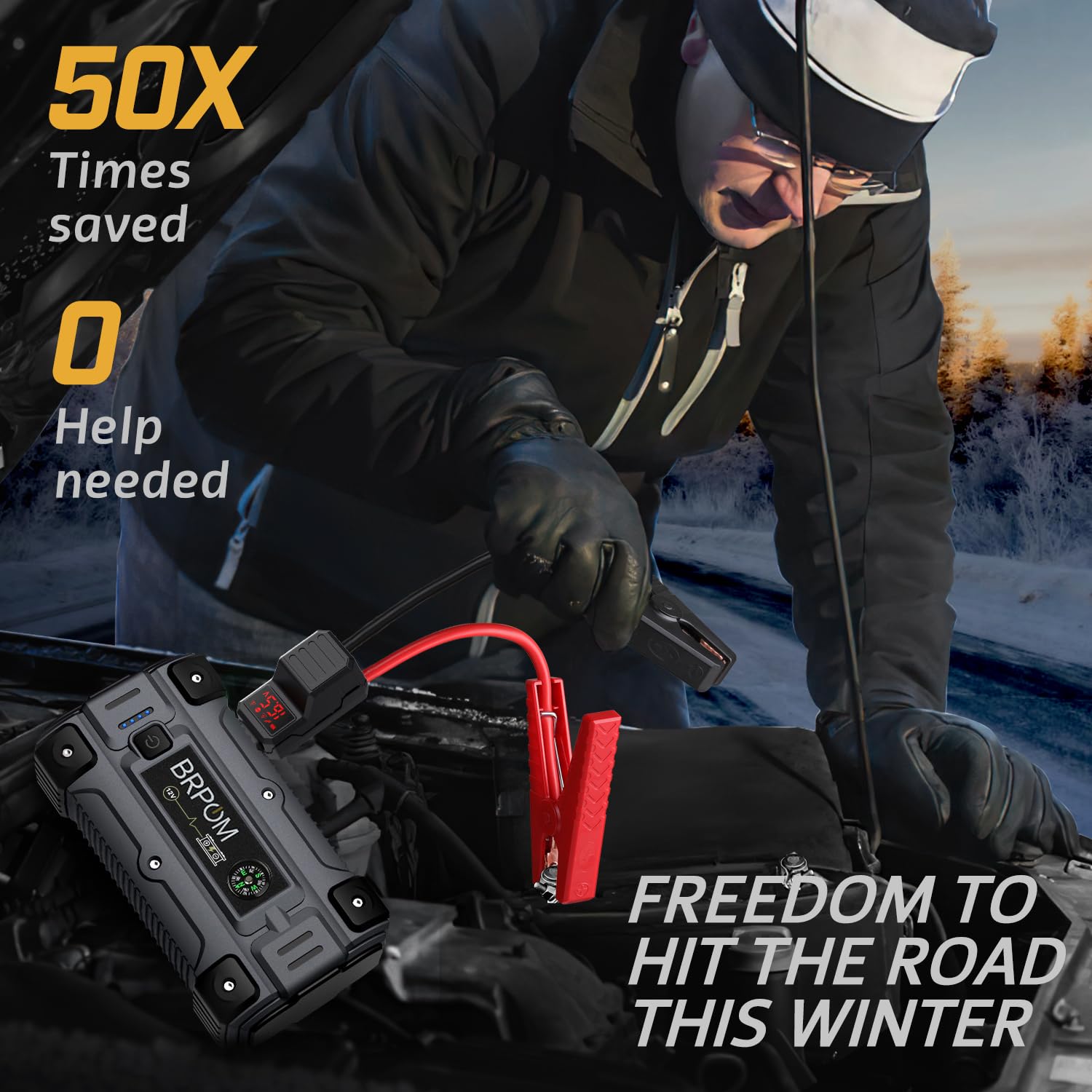 6000A Car Jump Starter 26800mAh - 12V Battery Booster for Gas/Diesel Engines - Emergency Roadside Use