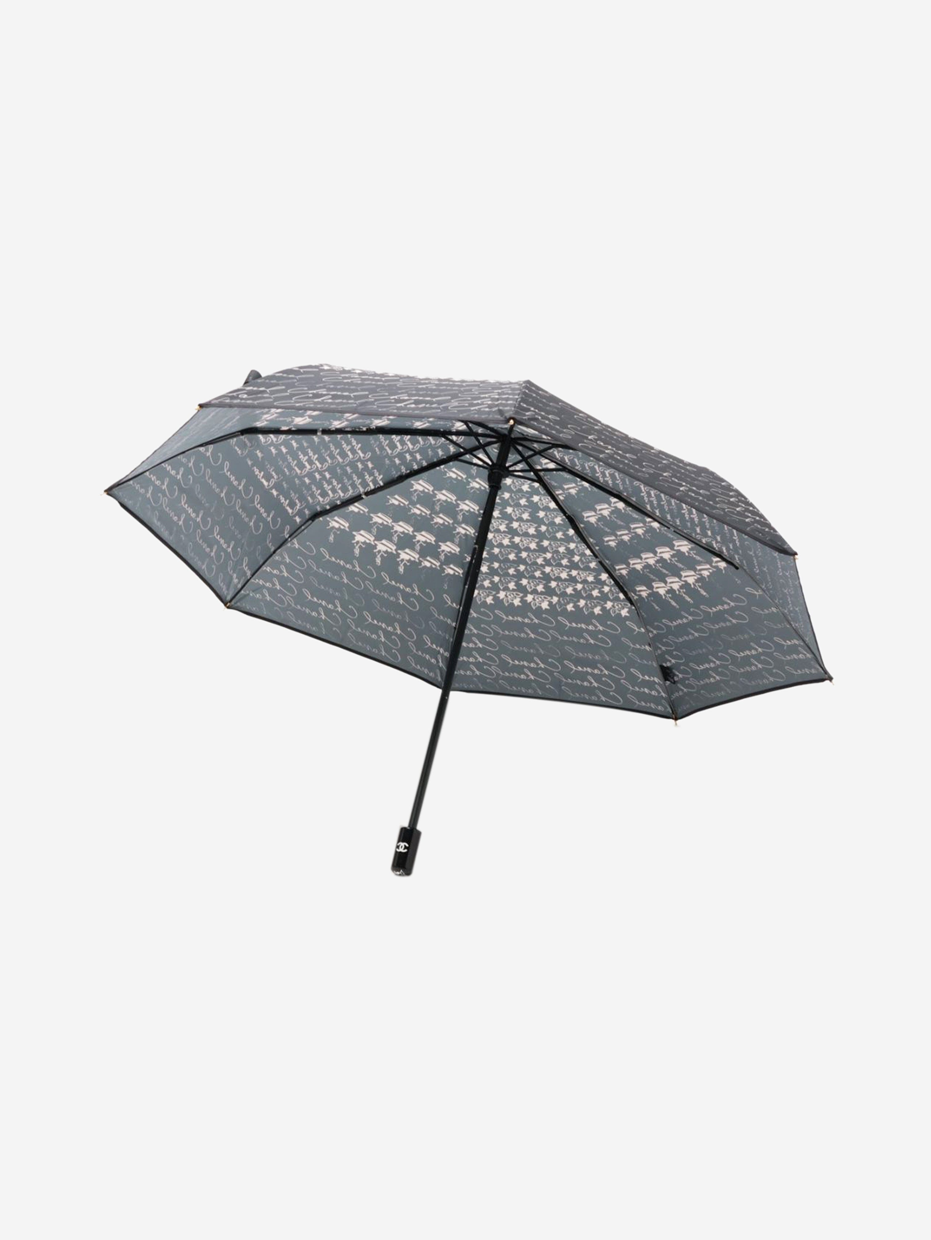 Black Script Logo Umbrella - Stylish & Waterproof Compact Folding Umbrella for Rain & Sun Protection - Perfect for Outdoor Events, Commuting, and Travel