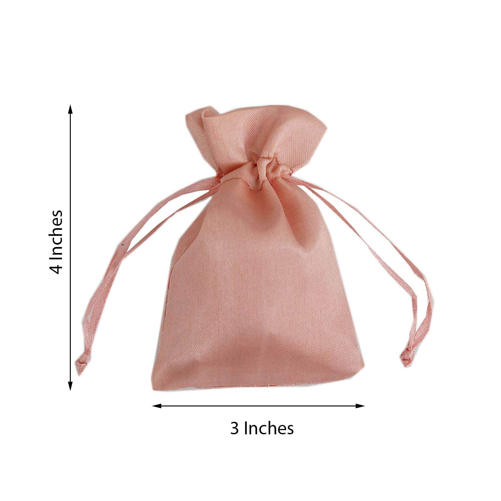 60-Pack 3x4 Inch Dusty Rose Satin Drawstring Bags - Wedding Favors, Party Gifts, Jewelry Pouches, Candy Bags - Perfect for Bridal Showers, Baby Showers & Birthday Party Favors