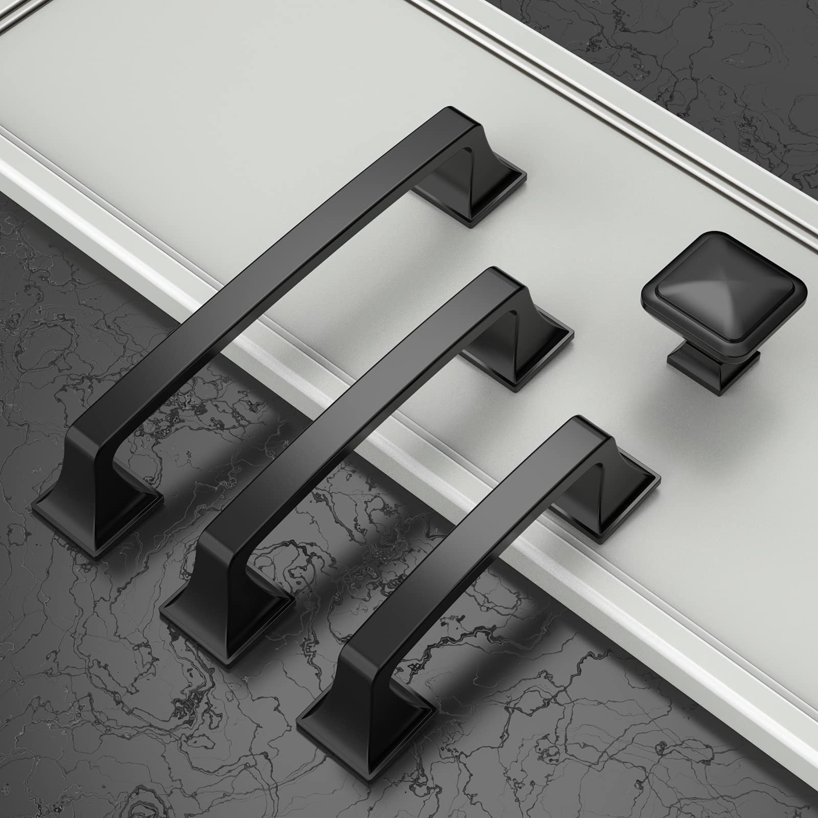 Asidrama 10 Pack 3.75 Inch (96mm) Matte Black Cabinet Handles - Modern Kitchen Cabinet Pulls for Drawers & Cupboards - Durable Cabinet Hardware for Home, Office & RV Use