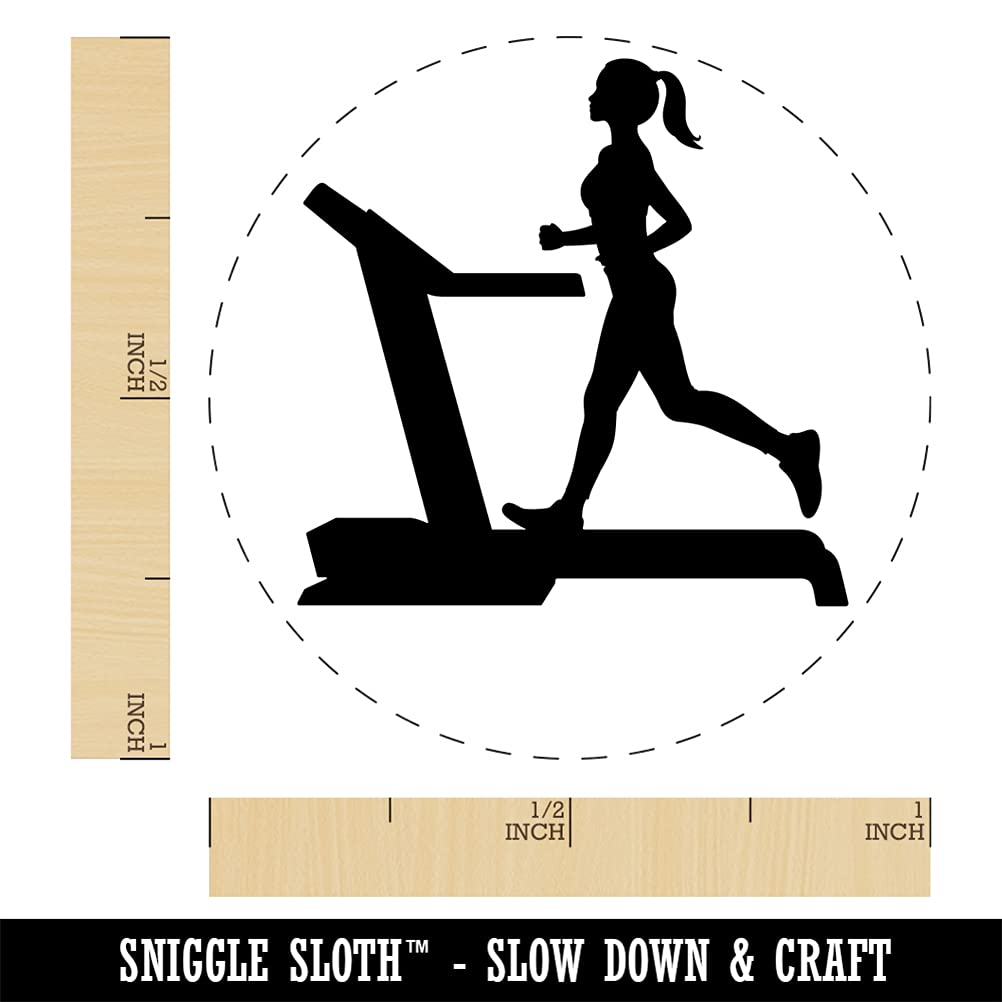 1 Inch Medium Rubber Stamp for Cardio Workout - Perfect for Gym Logs, Fitness Planners & Crafting Projects | Woman Running on Treadmill Design