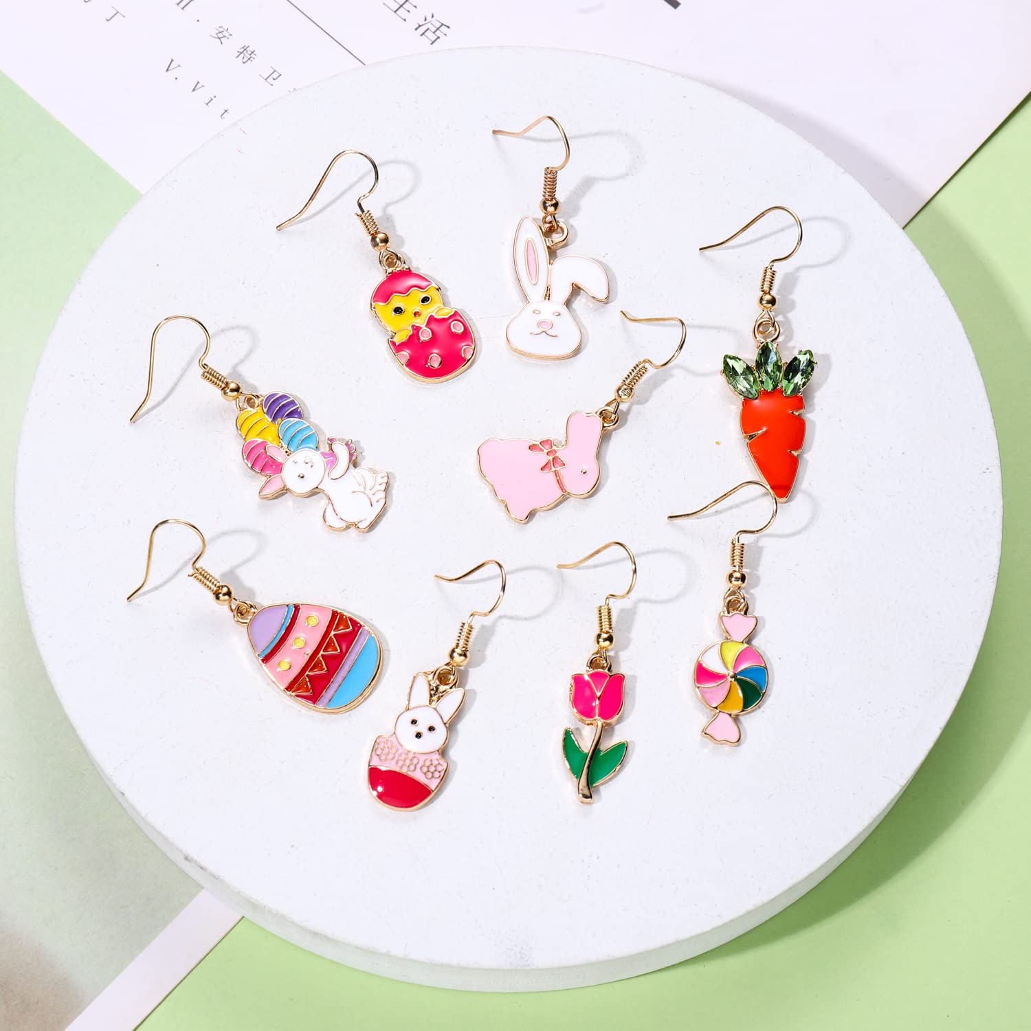 12 Pairs Easter Bunny Drop Earrings for Women - Colorful Enamel Rabbit Dangle Earrings with Egg Designs - Cute Easter Jewelry Gift Set for Party, Easter Egg Hunt & Spring Festival Accessories
