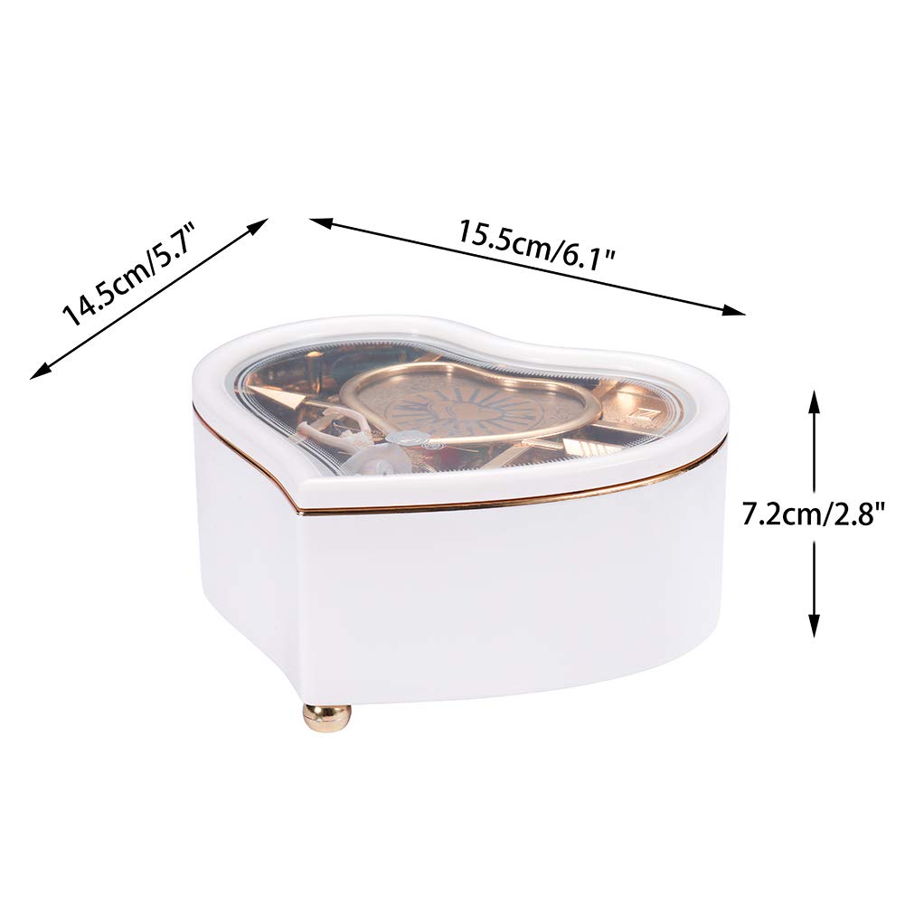 Ballerina Musical Jewelry Box with Rotating Dancer - Heart Shaped Music Jewelry Storage Case for Girls - Perfect Gift for Birthdays & Anniversaries (White) - Ideal for Bedroom Decor, Jewelry Organization & Special Occasion Gifts