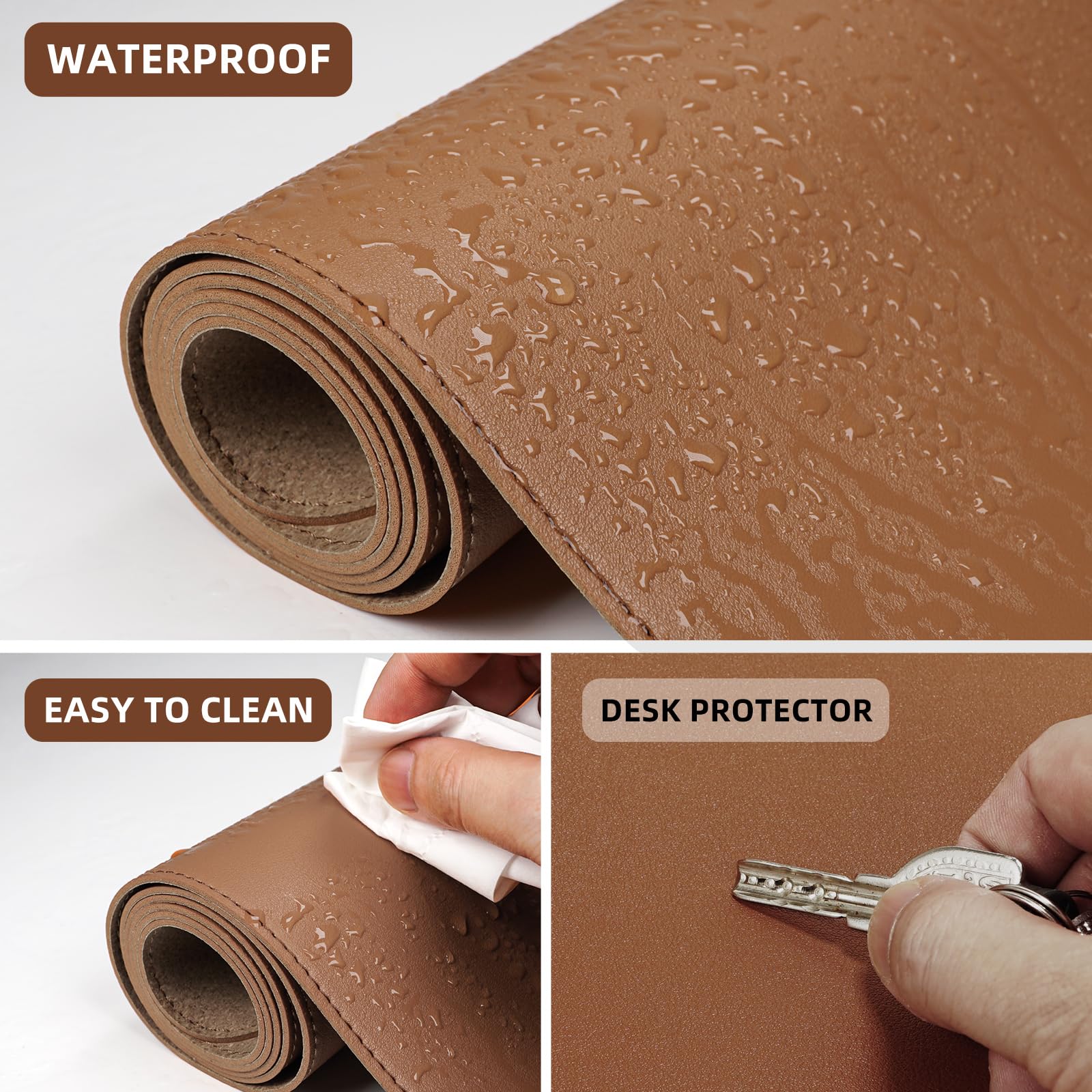 Premium PU Leather & Cork Desk Pad Protector - Large 47