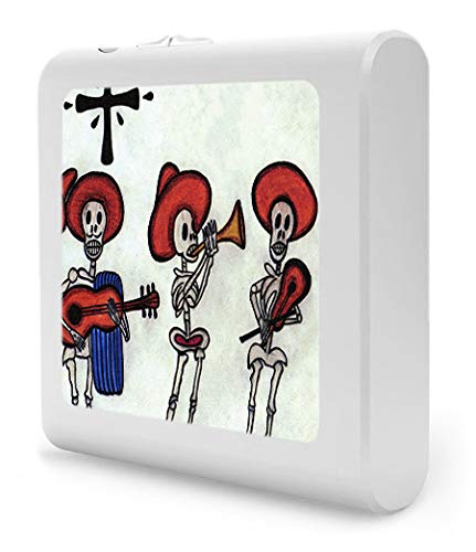 Dimmable LED Night Light with Auto On/Off Sensor - Adjustable Brightness & Warm White Light for Bathroom, Hallway, Nursery & Bedroom - Perfect for Safety, Decor & Energy Savings (Day of The Dead Design)