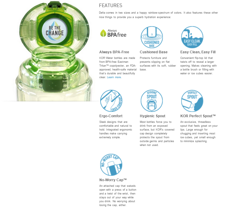 KOR Delta 750mL Water Bottle - BPA Free, Leak Proof, Insulated Stainless Steel for Gym, Hiking & Outdoor Activities