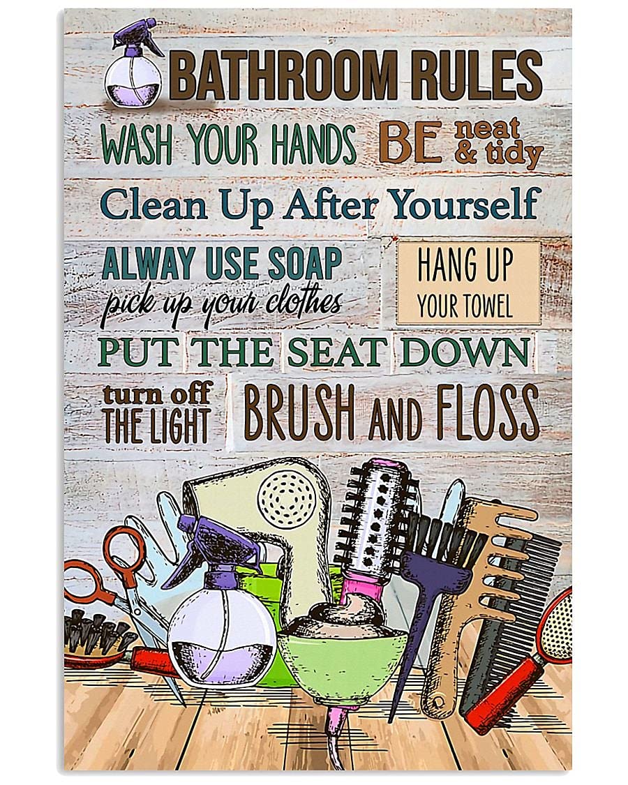 Professional Hairdresser Bathroom Rules Poster - 24x36 Wall Art for Salon, Barber Shop & Home Decor - Perfect Gift for Birthday, Housewarming & Cosmetology Students (Unframed Paper)