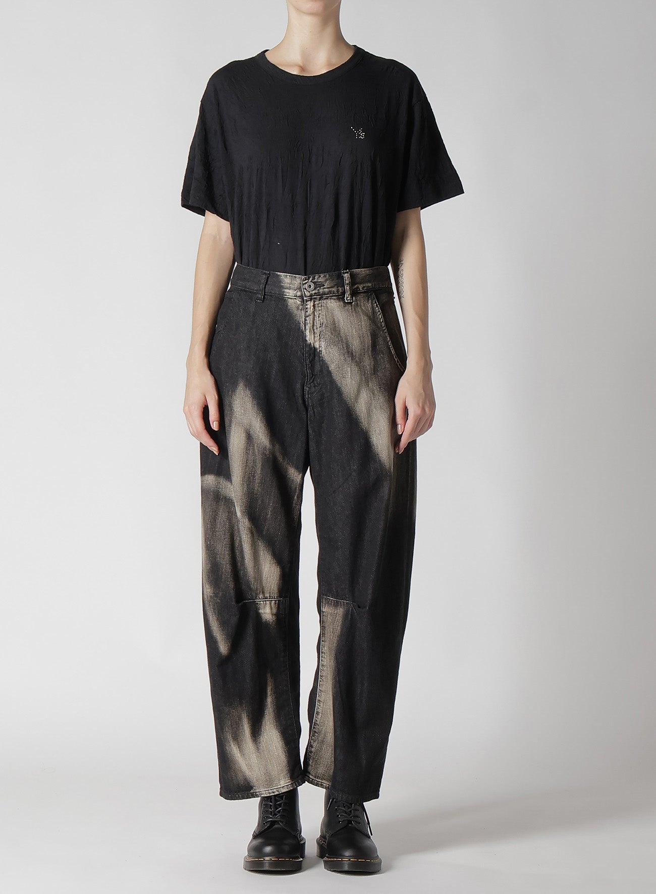 Spotted Denim Gusset Wide Leg Pants for Women - Trendy High Waist Loose Fit Casual Trousers for Everyday Wear, Office, and Street Style