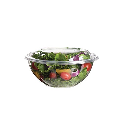 Eco-Friendly Compostable Salad Bowls with Lids - 24 oz Clear Disposable Bowls (Case of 150) | Perfect for Restaurants, Catering, Meal Prep & Eco-Conscious Events