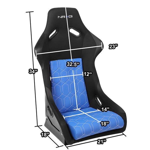 1 Piece Large Blue Cushion Fiber Glass Bucket Racing Seat - Universal Fit for Cars, Trucks & SUVs - High-Performance Comfort for Racing, Drifting & Daily Driving