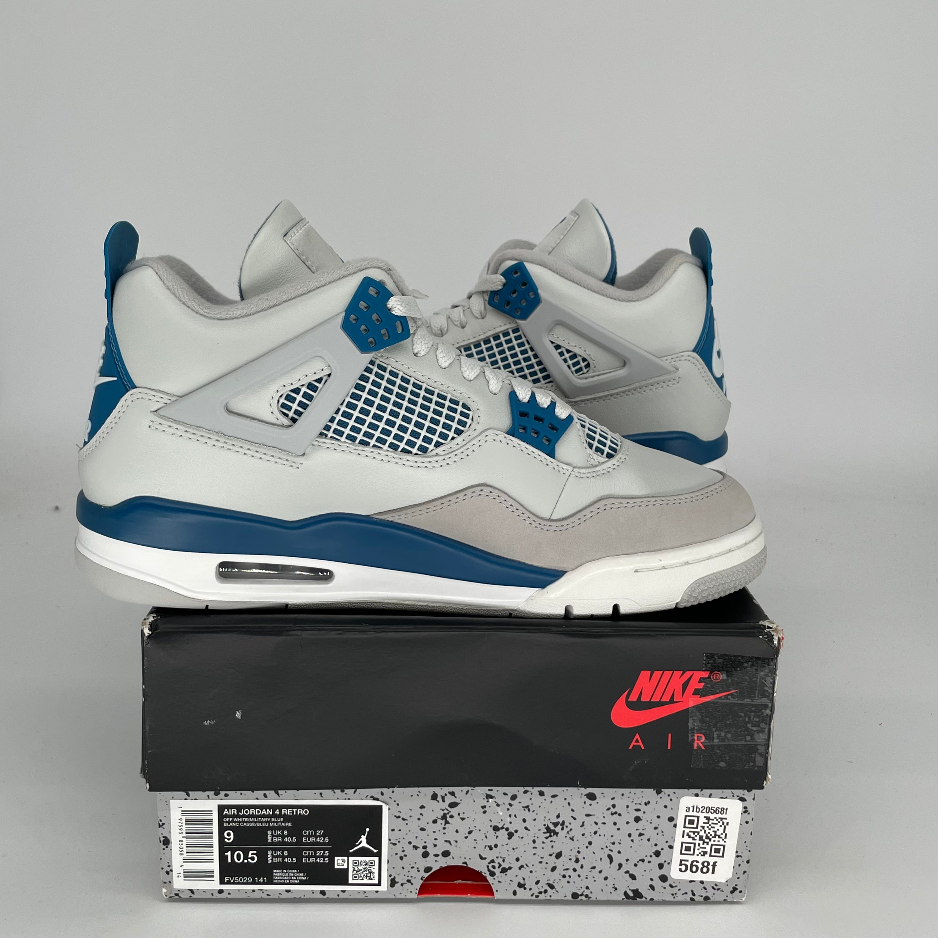 Original Air Jordan 4 Retro 'Military Blue' Men's Basketball Shoes - Size 9 (FV5029-141) - Perfect for Sneaker Collectors & Streetwear Fashion