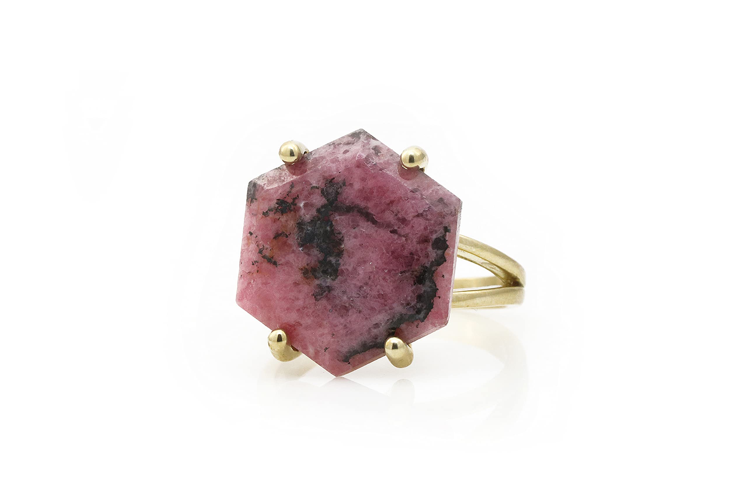Handmade Rhodonite Gemstone Ring - 14K Gold Fashion Statement Jewelry for Women | Elegant Cocktail, Engagement & Wedding Rings | Perfect for Parties, Anniversaries & Special Occasions
