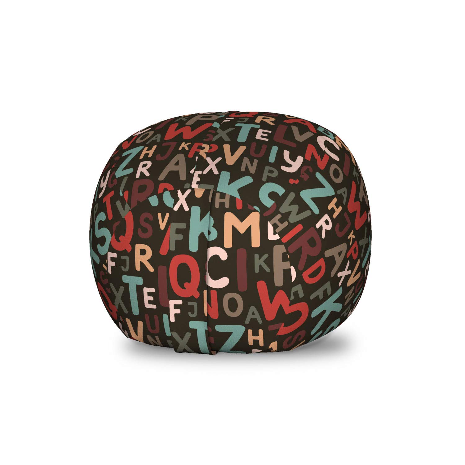 Ambesonne Alphabet Storage Toy Bag Chair - Colorful Uppercase Letters Print Washable Organizer for Stuffed Animals - Small Multicolor Kids' Room Decor & Playroom Storage Solution