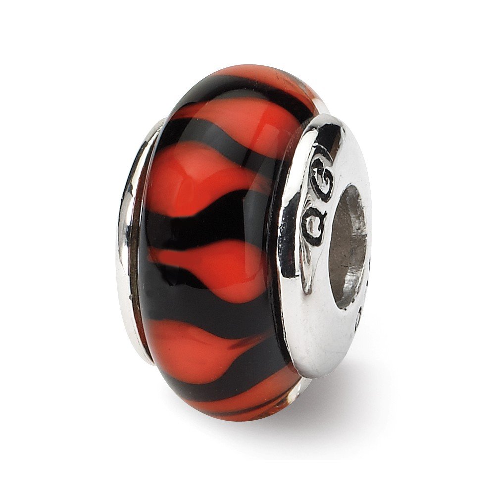 Hand-Blown Red & Black Glass Bead - Sterling Silver Jewelry Making Supplies for Necklaces, Bracelets & DIY Crafts