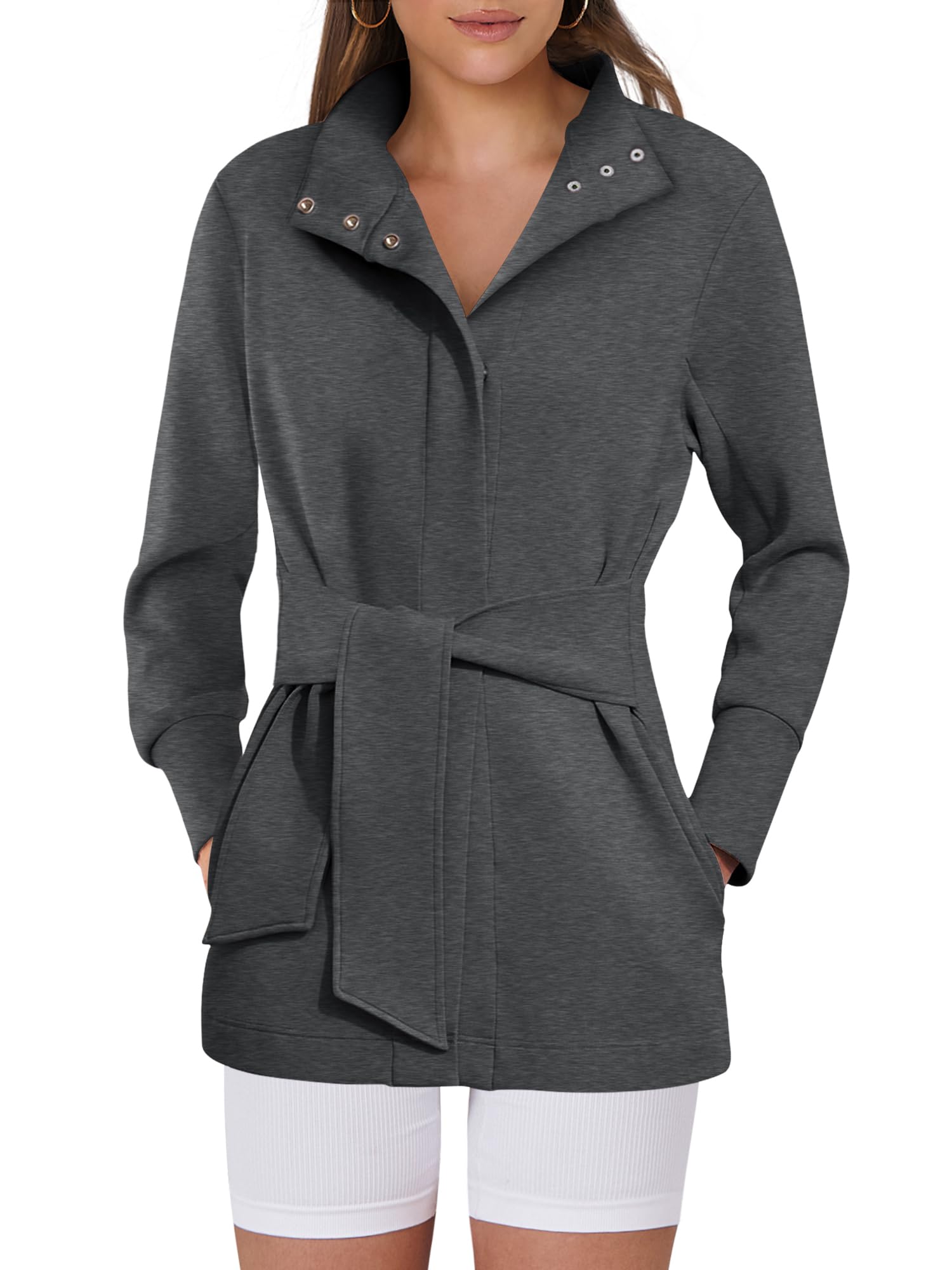 ANRABESS Women's Belted Trench Coat - Long Sleeve Wrap Jacket with Pockets, Button Up Dressy Outerwear for Spring 2025 | Perfect for Office Wear, Date Night & Casual Outfits