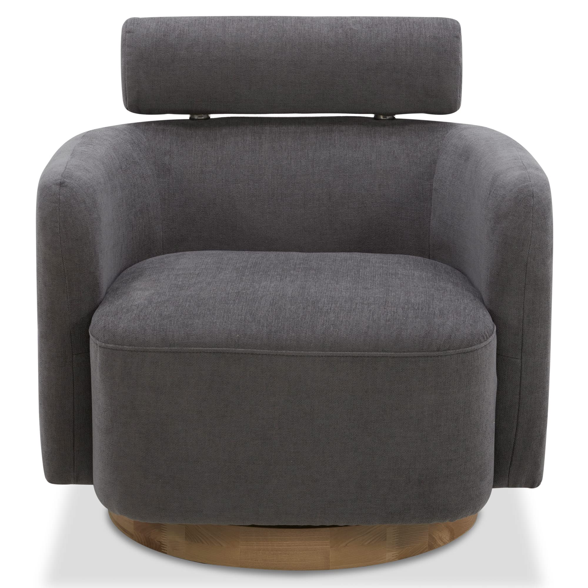 CHITA Swivel Accent Chair - Modern Barrel Armchair with 360° Rotation & Adjustable Backrest, Dark Grey Upholstered Lounge Chair for Living Room, Bedroom, Office or Reading Nook - Perfect for Relaxing & Entertaining Guests