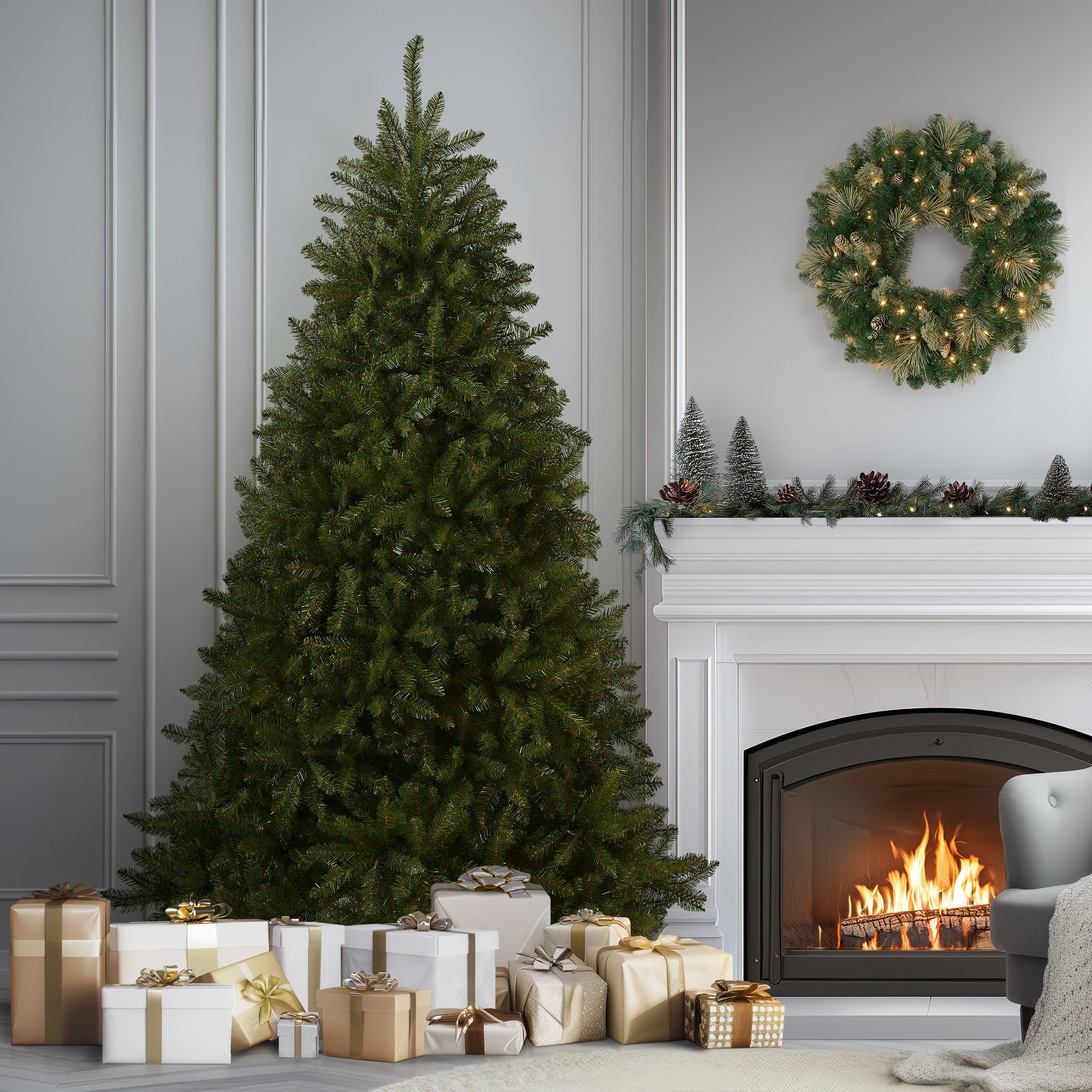 7 ft. Dunhill Fir Christmas Tree - Premium Artificial Holiday Tree for Home & Office Decor - Perfect for Living Room, Party, and Festive Celebrations