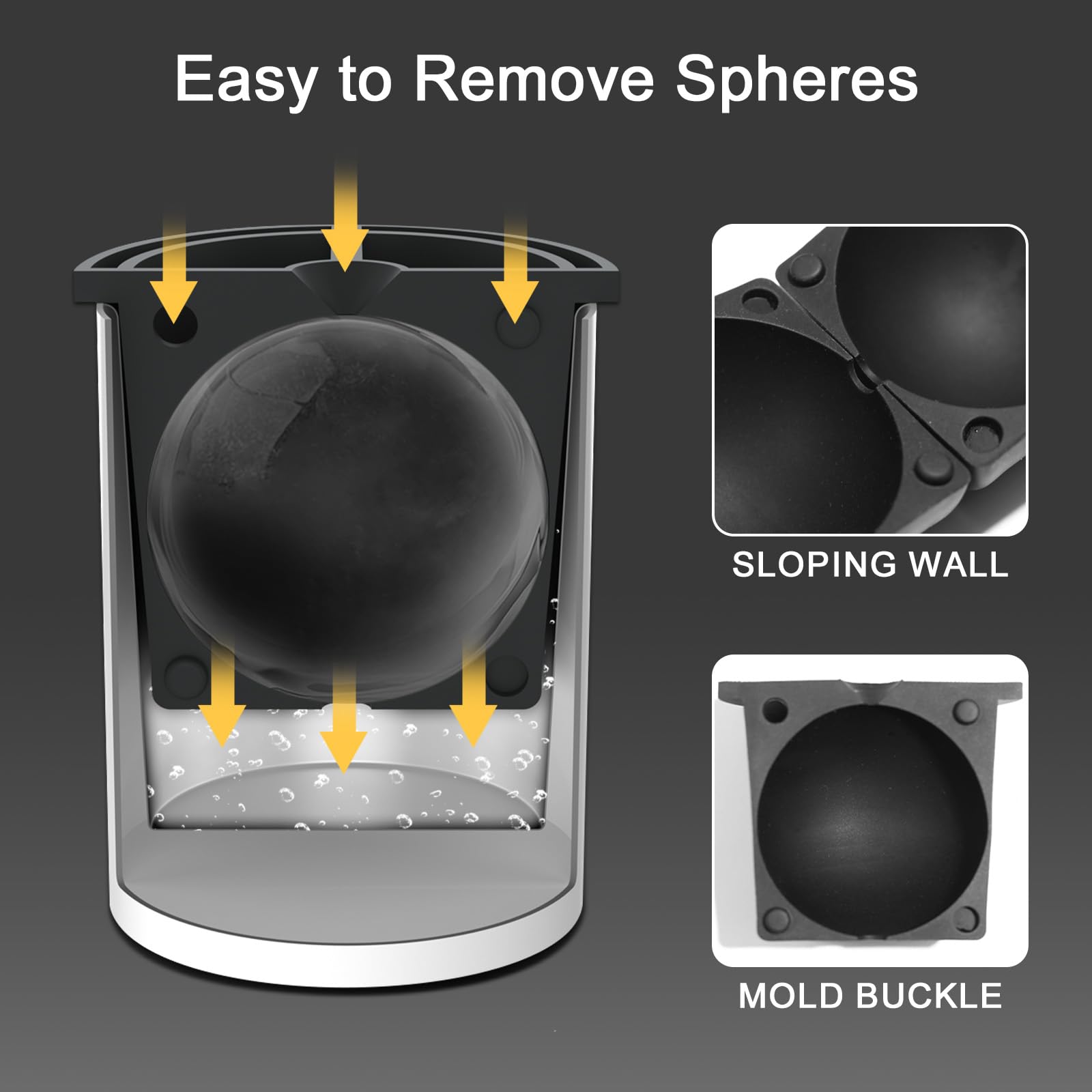 Premium 2.5 Inch Stainless Steel Clear Ice Ball Maker - Crystal Clear Ice Cube Mold for Cocktails, Whiskey & Bourbon - Perfect Silicone Ice Tray for Home Bars & Whiskey Gifts for Men (1 Pack) - Ideal for Entertaining, Parties & Relaxing with Premium Drinks