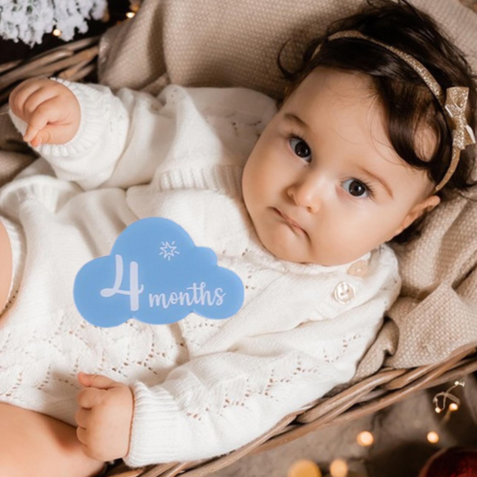 Fanelod Baby Milestone Marker Cards | Cloud-Shaped Monthly Photo Props for Newborn Boys & Girls - Acrylic Baby Month Signs (0-12 Months) - Perfect for First Birthday Photos, Monthly Growth Tracking & Nursery Decor
