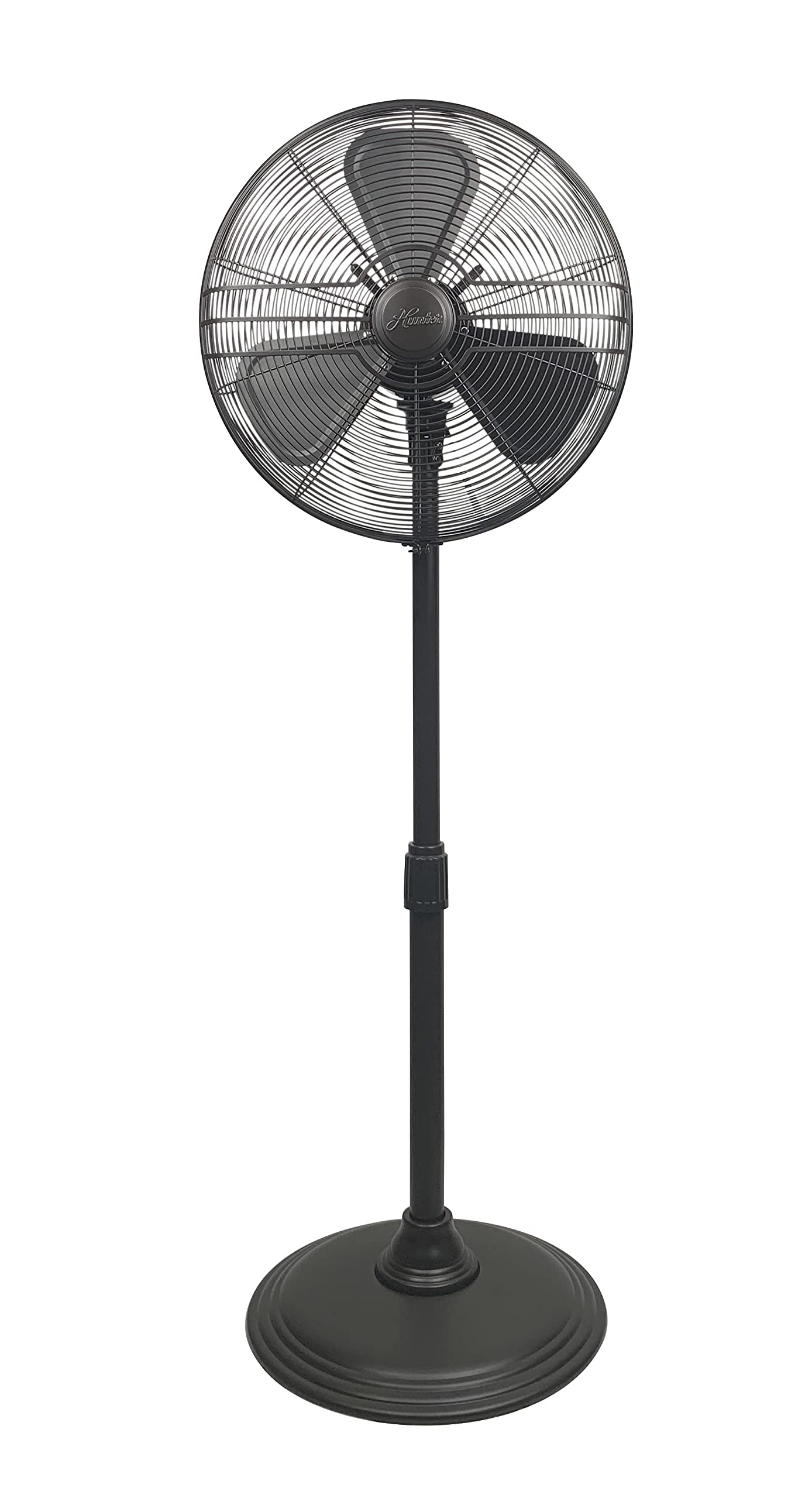 Hunter 90444Z 16-Inch Adjustable 3-Speed Retro Pedestal Stand Floor Fan with 80° Oscillation in Oil-Rubbed Bronze - Perfect for Living Room, Bedroom & Office Cooling