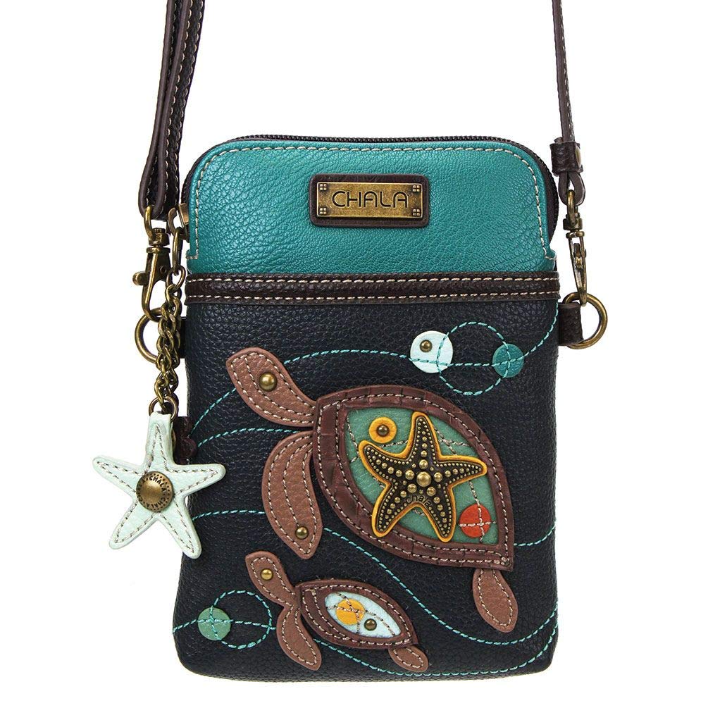 Chala Group Handbags Turtles Cellphone Crossbody Purse for Women - Stylish Navy & Teal Turtle Print Shoulder Bag - Perfect for Travel, Shopping & Everyday Use