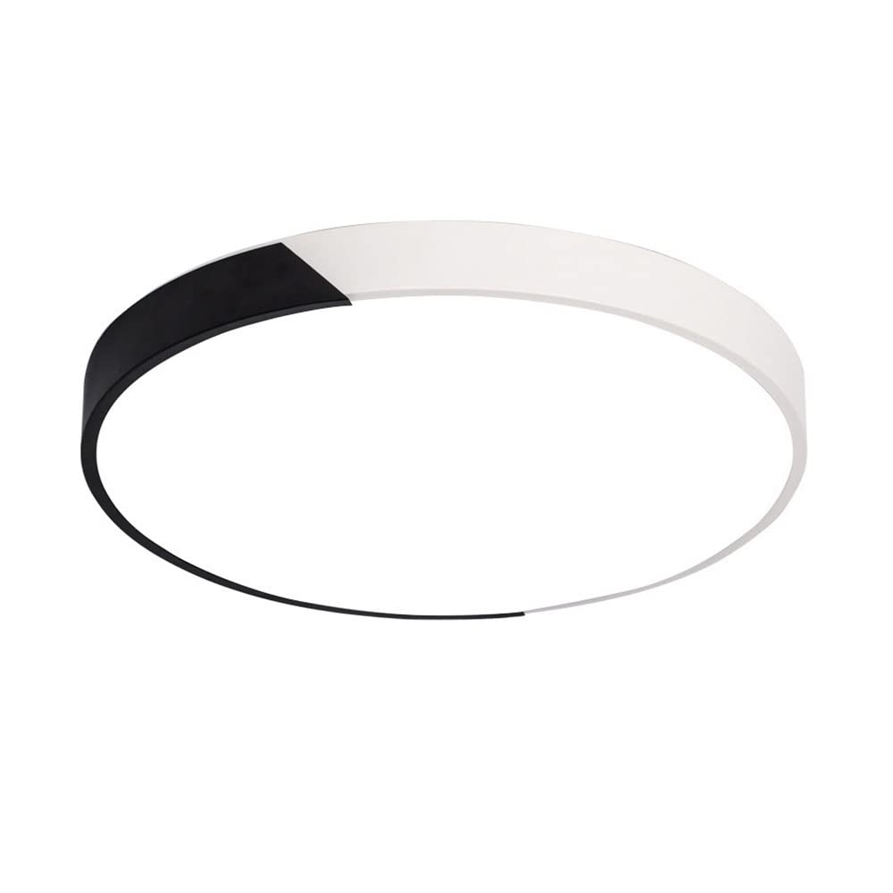 Black and White LED Ceiling Light - Minimalist Round Panel Light with 3-Color Dimmable & Ultra-Thin Design, Energy Saving Recessed Mount Close to Ceiling - Perfect for Modern Living Room, Bedroom & Office Lighting