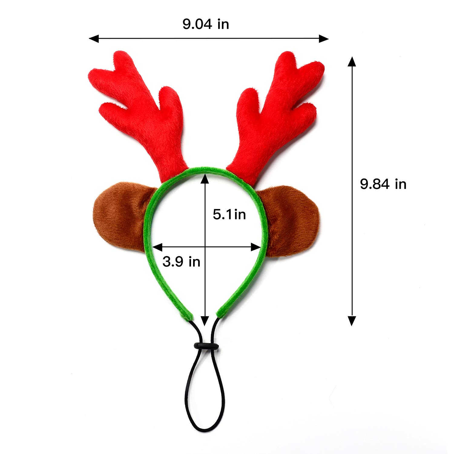 Toozey Adjustable Dog Christmas Costume - Soft Reindeer Antlers with Ears Headband for Medium & Large Dogs | Holiday Pet Outfit for Christmas Photos & Parties