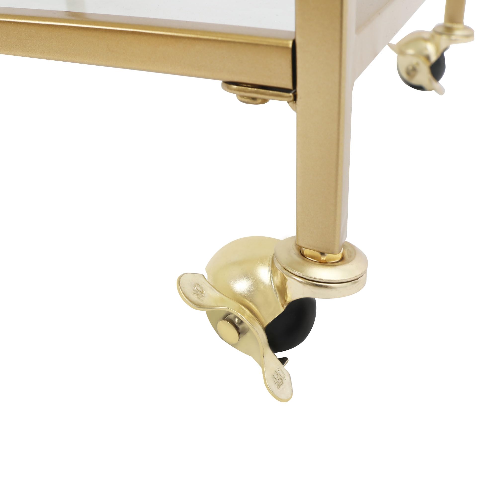 Gold Serving Bar Cart for Living Room - Home Island Mini Bar with Wine Glass Storage Shelf | Perfect for Entertaining, Cocktail Parties & Small Space Decor