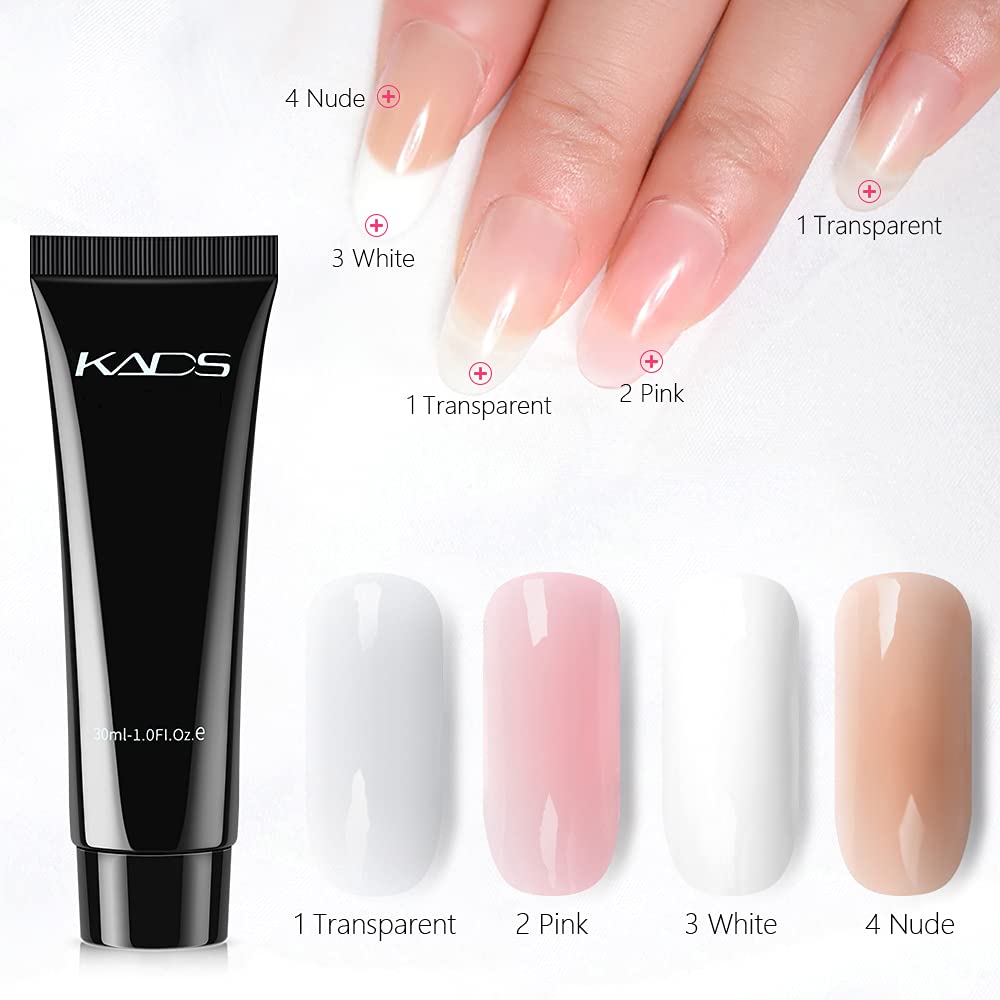 KADS Professional Nail Extension Gel Kit - All-in-One French Manicure Set with 4 Gels, Nail Tips & #8 Brush | Salon-Quality Nail Enhancement for DIY & Professional Technicians | Perfect for Home Use, Bridal Nails & Special Occasions
