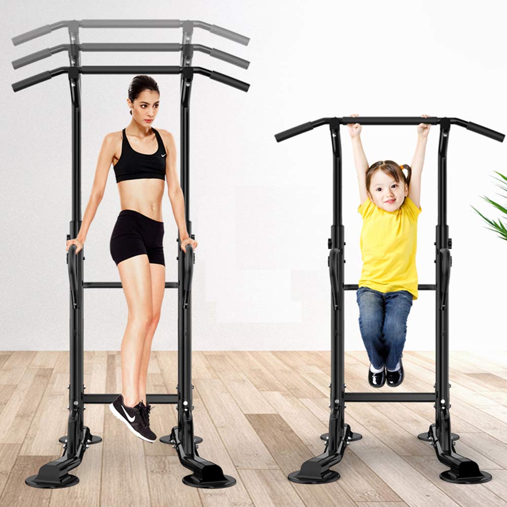 SOGESFitness Power Tower - Adjustable Pull Up & Dip Station (165-210cm) for Home Gym - Multifunctional Workout Equipment for Push Ups, Pull Ups & Core Training - Perfect for Strength Training & Bodyweight Exercises