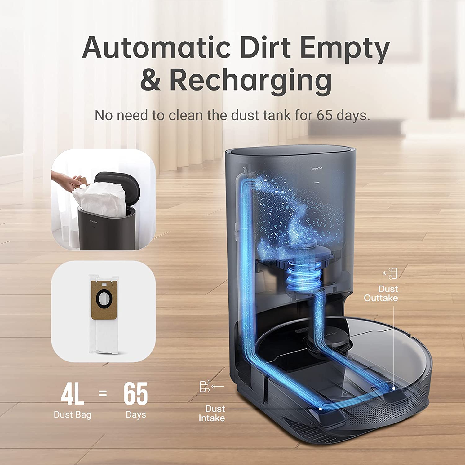 Dreame Z10 Pro Robot Vacuum and Mop with Auto Empty Dock - Smart Self-Cleaning Robotic Vacuum Cleaner for Hardwood Floors & Carpets - Perfect for Pet Hair, Daily Cleaning in Homes & Apartments