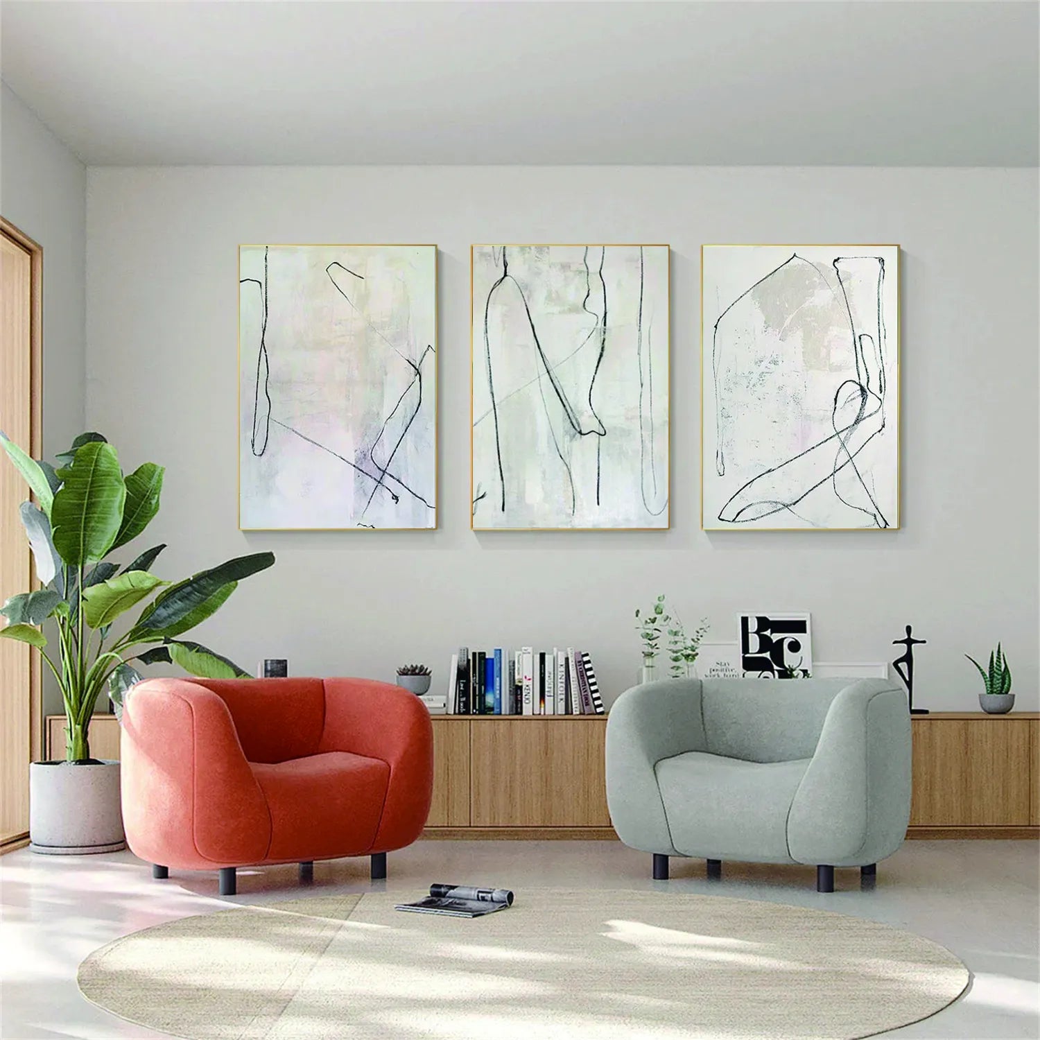 Abstract Painting Set of 3 - Modern Wall Art Canvas Prints for Living Room, Bedroom & Office Decor #AB210 | Perfect for Home Styling and Gift Giving