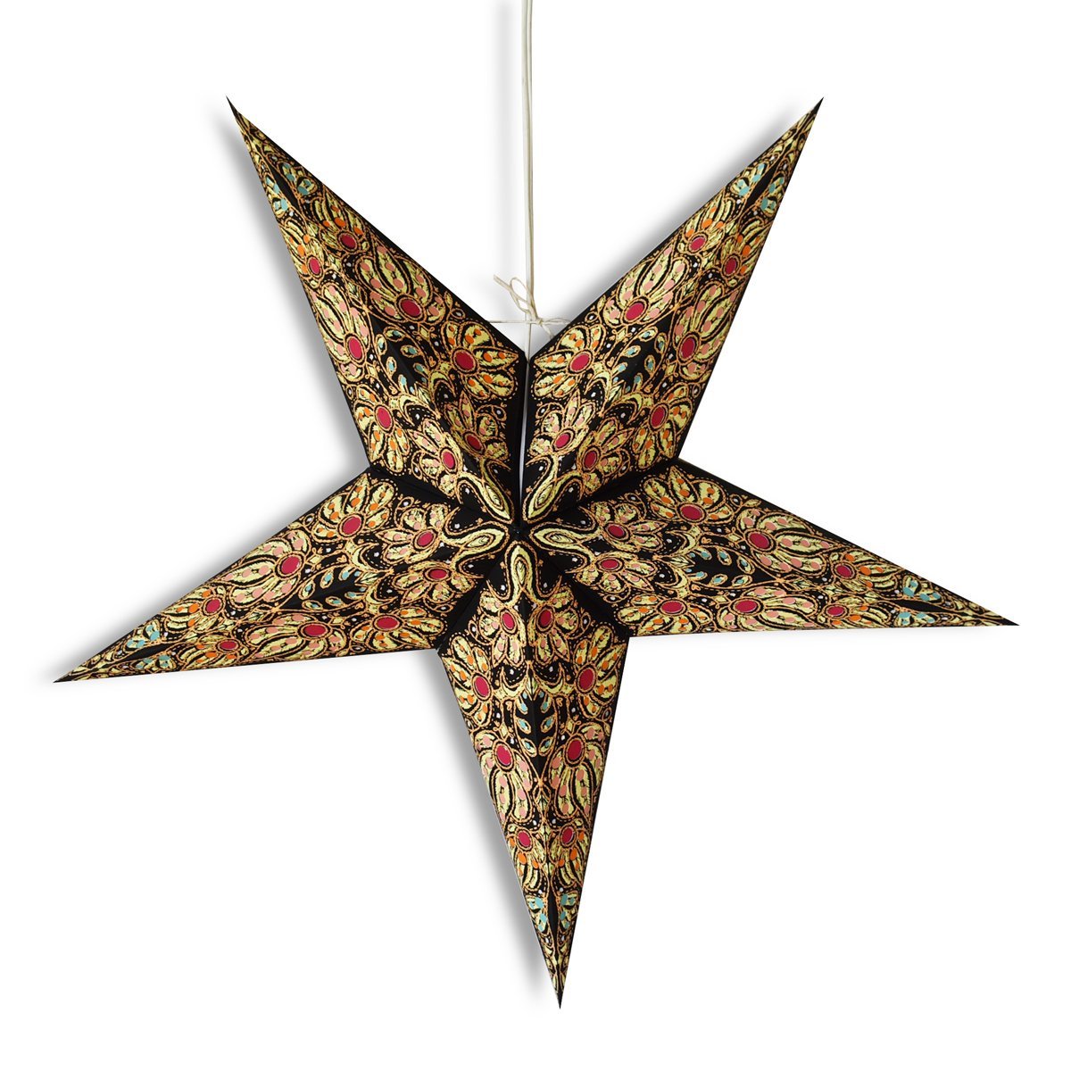 24 Pack Black & Gold Marine Paper Star Lanterns - Hanging Wedding Party Decorations for Indoor/Outdoor Events, Birthday Celebrations & Home Decor