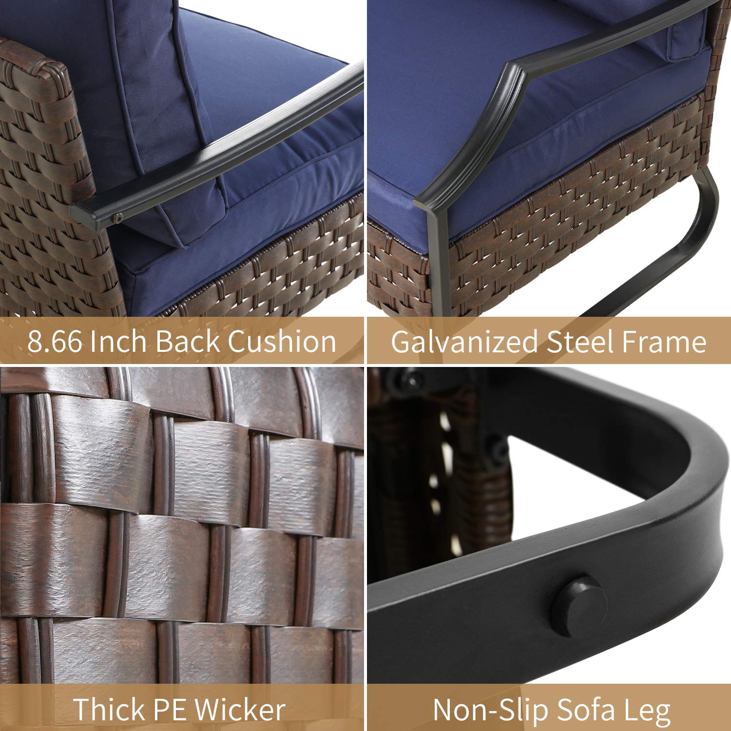 **PatioFestival 8-Piece Outdoor Furniture Set with Thick 8.66