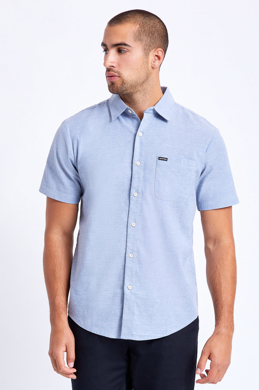 Charter Oxford Short Sleeve Shirt - Light Blue Chambray Fabric | Casual & Business Wear for Men