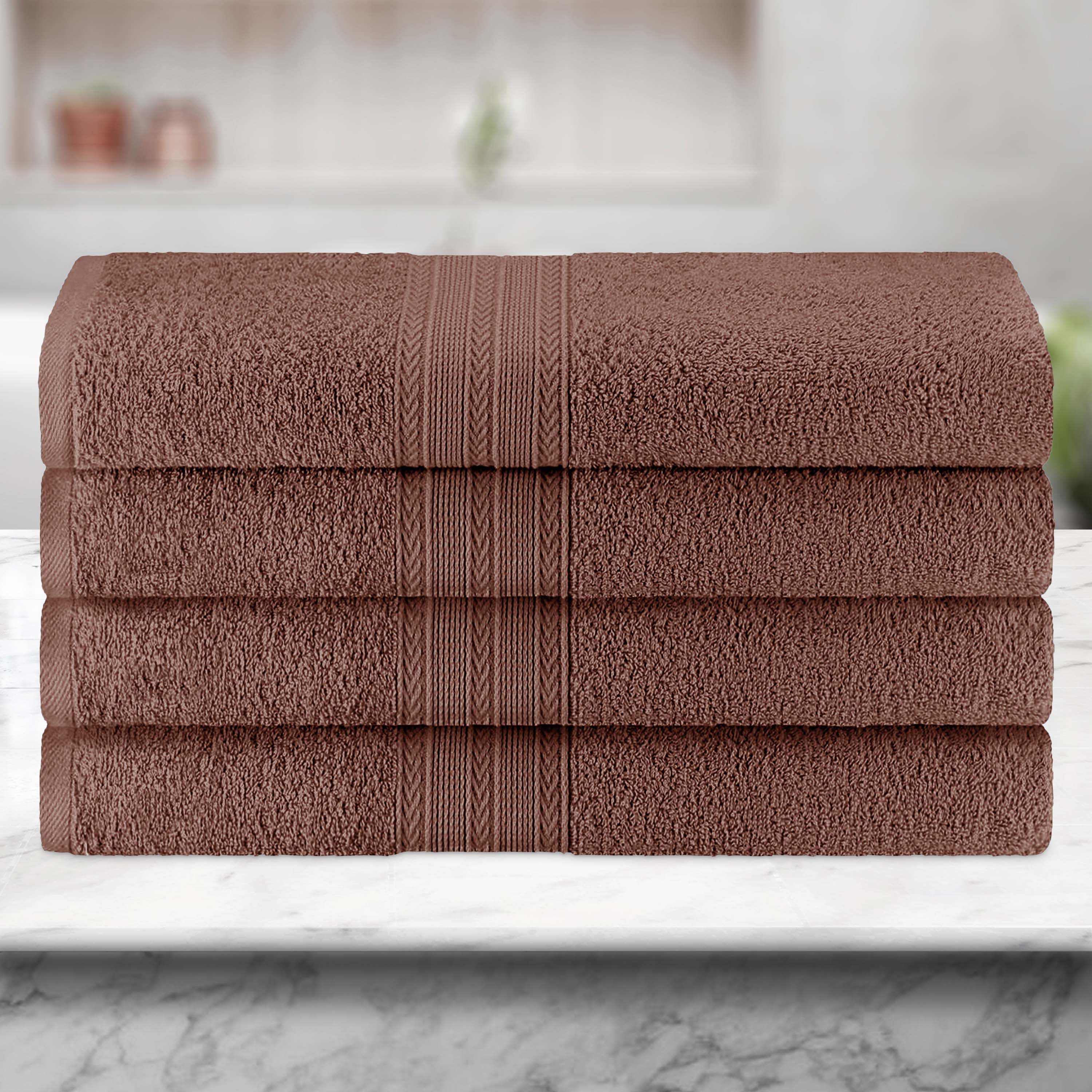Premium 100% Cotton Eco-Friendly 4-Piece Bath Towel Set - Soft, Absorbent & Hypoallergenic - Perfect for Spa, Bathroom & Beach Use