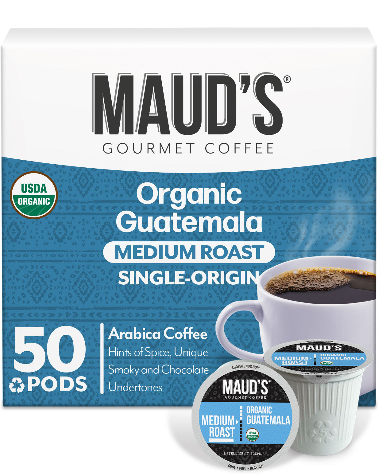 Maud's Organic Guatemala Medium Roast Coffee Pods - Single Serve Compatible with Keurig 2.0 - Fair Trade Certified - Perfect for Home, Office & Breakfast