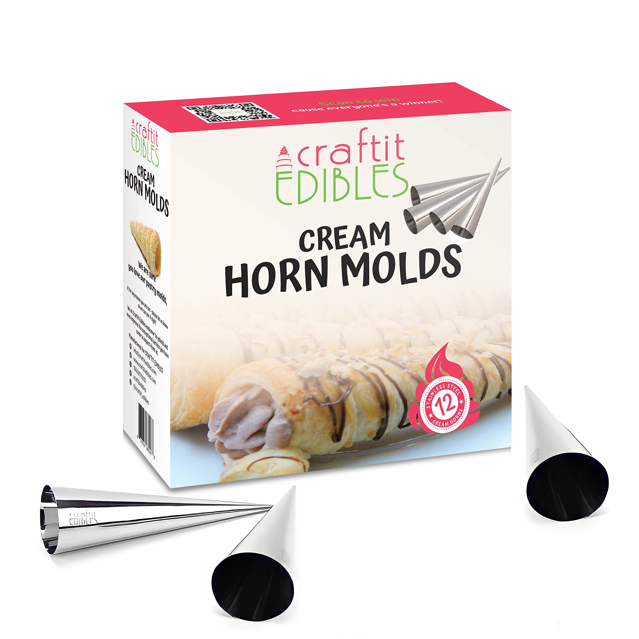 Mini Cream Horn Molds for Baking - Perfect for Pastries, Desserts & Party Treats - 12 Pack Stainless Steel Pastry Cone Molds for Home Bakers & Professional Chefs