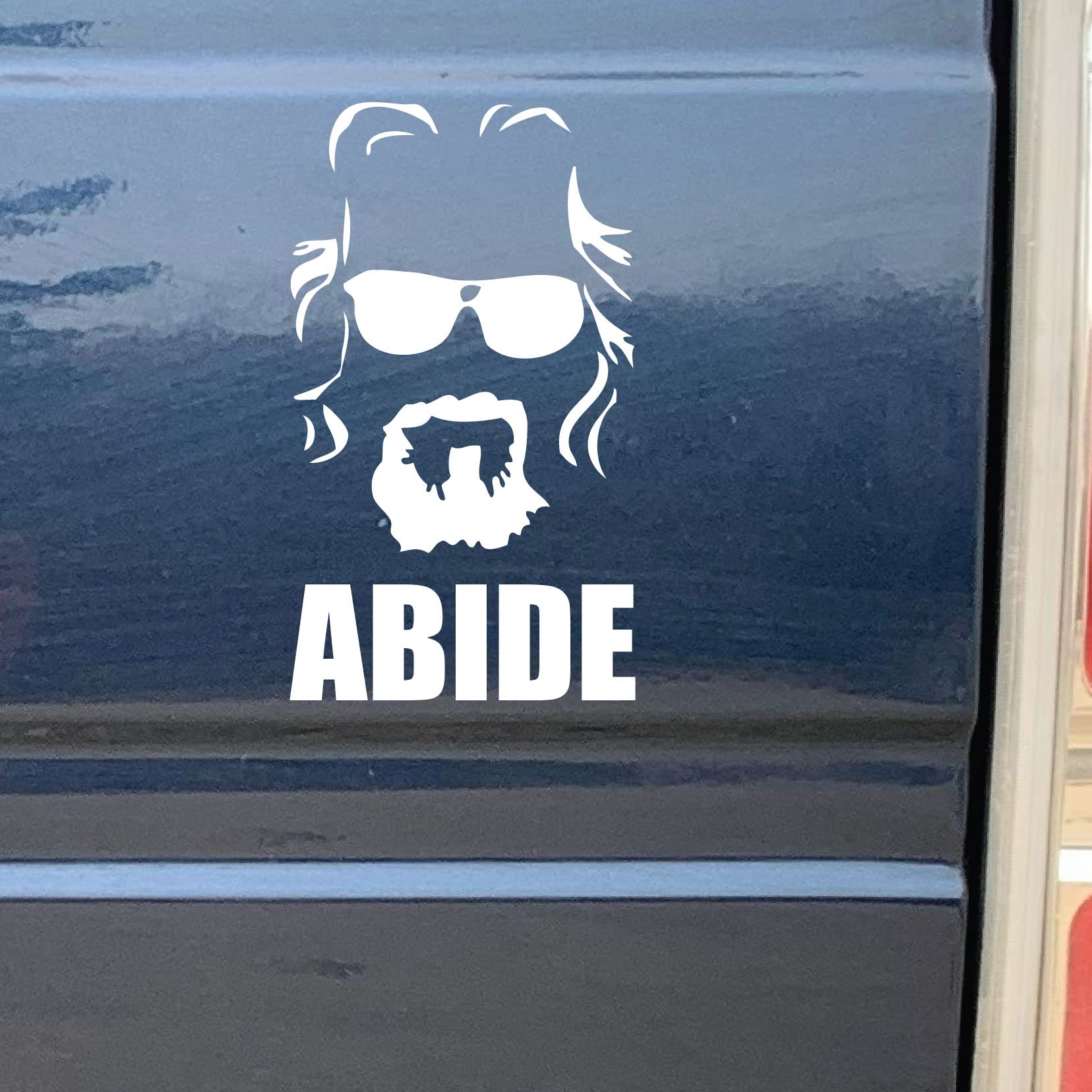 The Dude Abides Vinyl Sticker - 6-Year Permanent Outdoor Decal for Cars, Trucks, Laptops & Walls - Easy to Apply Bumper Sticker for Fans of The Big Lebowski - Perfect for Personalizing Vehicles, Electronics & Home Decor (White, 1-Pack)