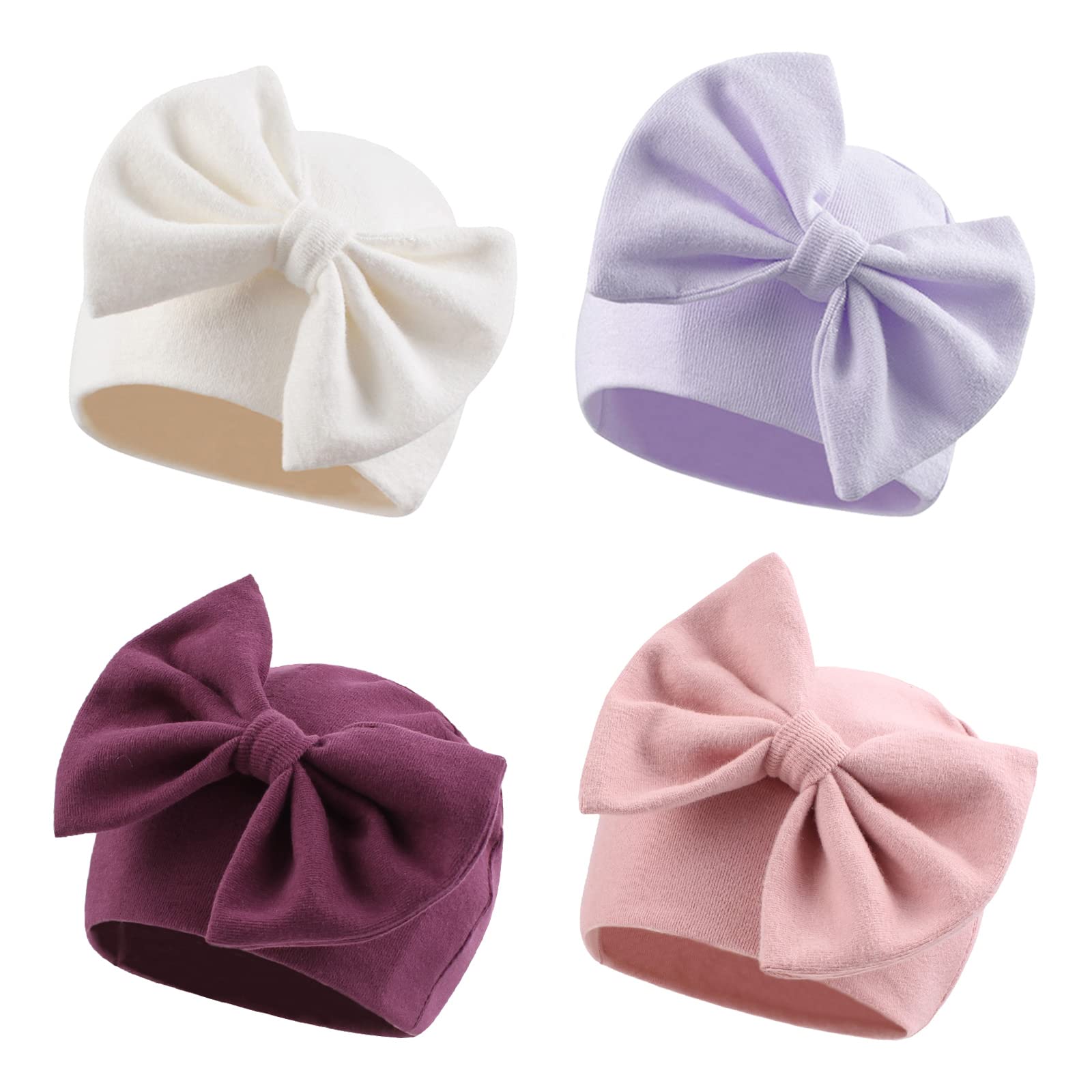 Adorable Newborn Baby Girl Hat - Soft Cotton Bow Beanie for Preemies & Infants 0-12 Months | Cute Spring & Summer Headwear for Newborn Photography, Hospital Going Home Outfits, and Special Occasions
