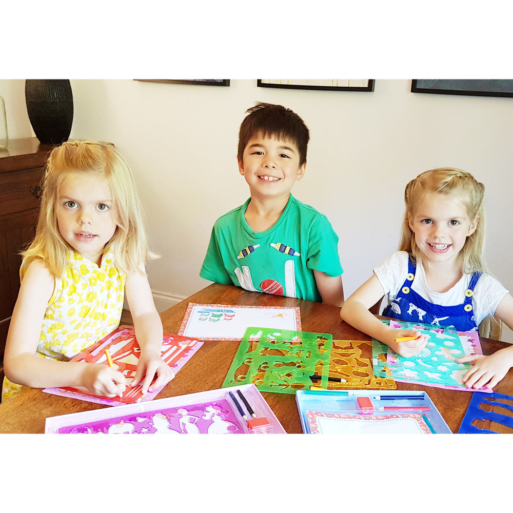 Buddy & Barney Fashion & Fantasy Stencil Kit - Fairies, Flowers & More! Creative DIY Art for Kids, Home Decor & Scrapbooking