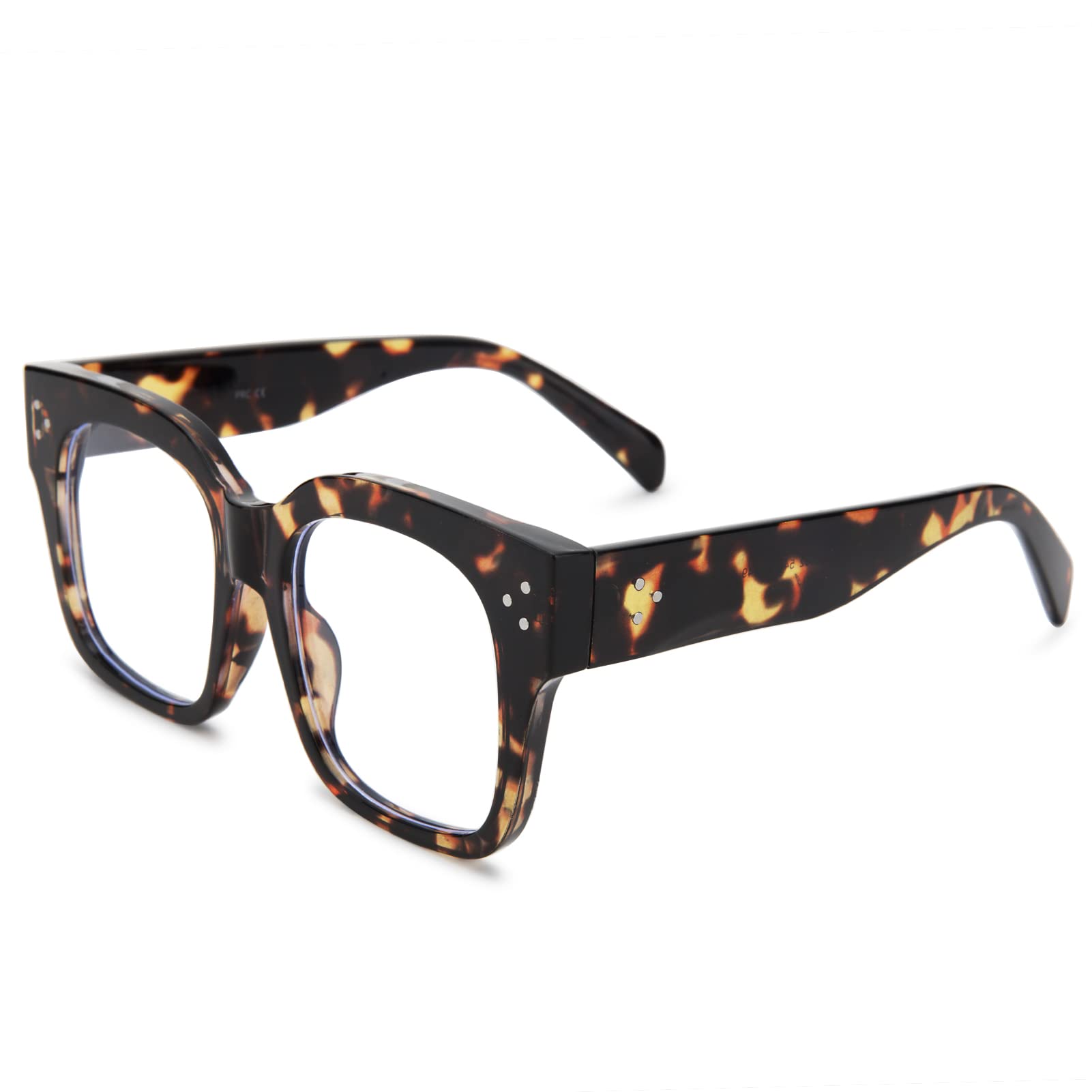 COASION Blue Light Blocking Glasses for Women - Oversized Square Thick Frame Computer & Gaming Glasses - Reduce Eye Strain for Work, Screen Time & Digital Devices