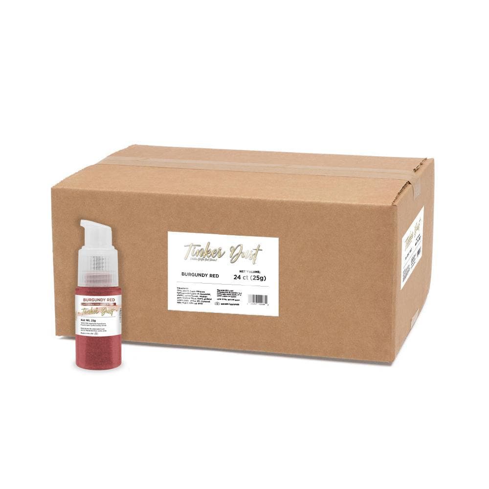 Burgundy Red Tinker Dust® Glitter Spray Pump - 12 Pack Case | Fine Cosmetic Glitter for Nails, Makeup, Body Art & DIY Crafts | Professional Salon & Party Supplies