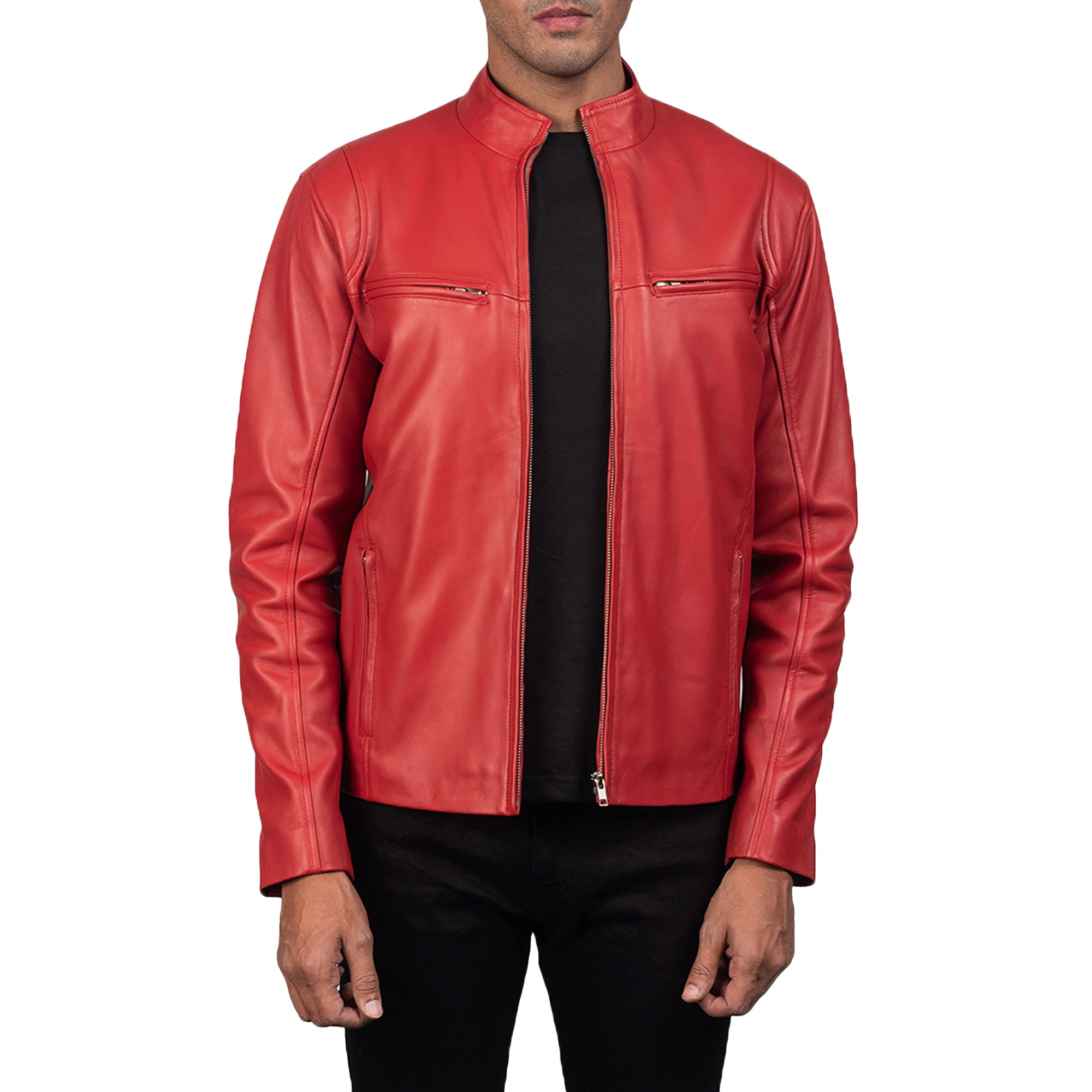 Genuine Men's Real Leather Jacket - Black & Brown Biker & Cafe Racer Style Jacket for Motorcycle Riding, Casual Wear & Outdoor Adventures