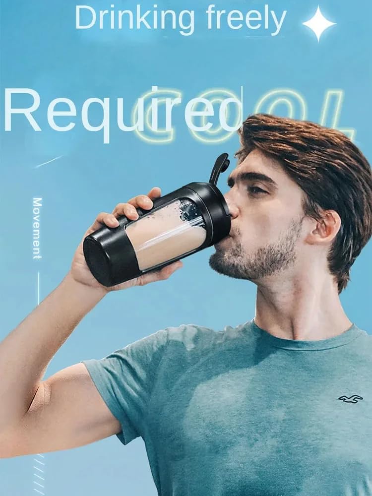 Premium Electric Portable Protein Shaker Bottle 650ml - Tritan BPA-Free Rechargeable Blender with Free Protein Powder Cup | Perfect for Gym, Sports & On-The-Go Nutrition | Smoothie Mixing & Post-Workout Recovery (Pearl White)