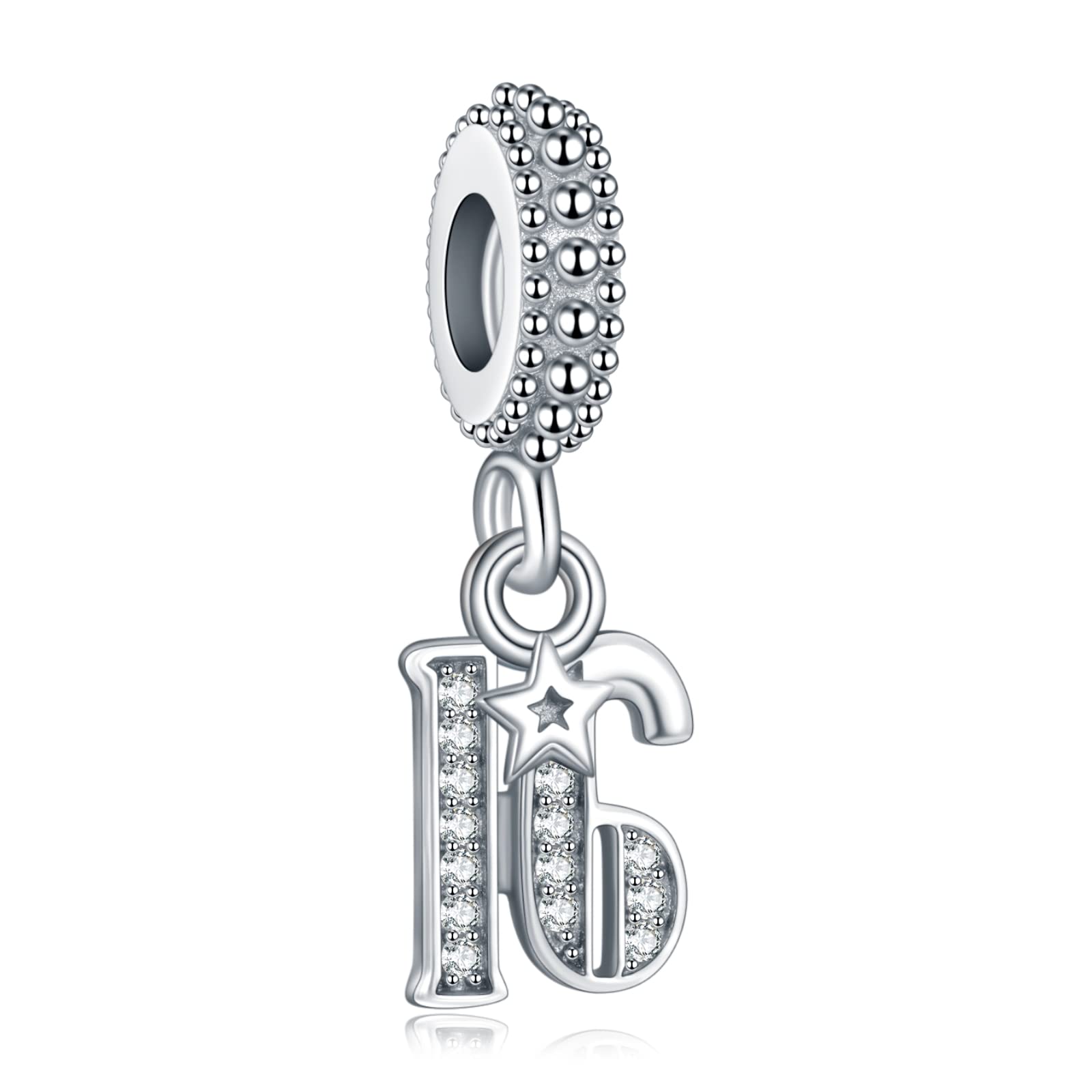 MITSOKU 925 Sterling Silver Cubic Zirconia Number Dangle Charms - Year of Celebration Collection for Bracelets & Jewelry Making | Birthday, Anniversary, Graduation Gift Idea